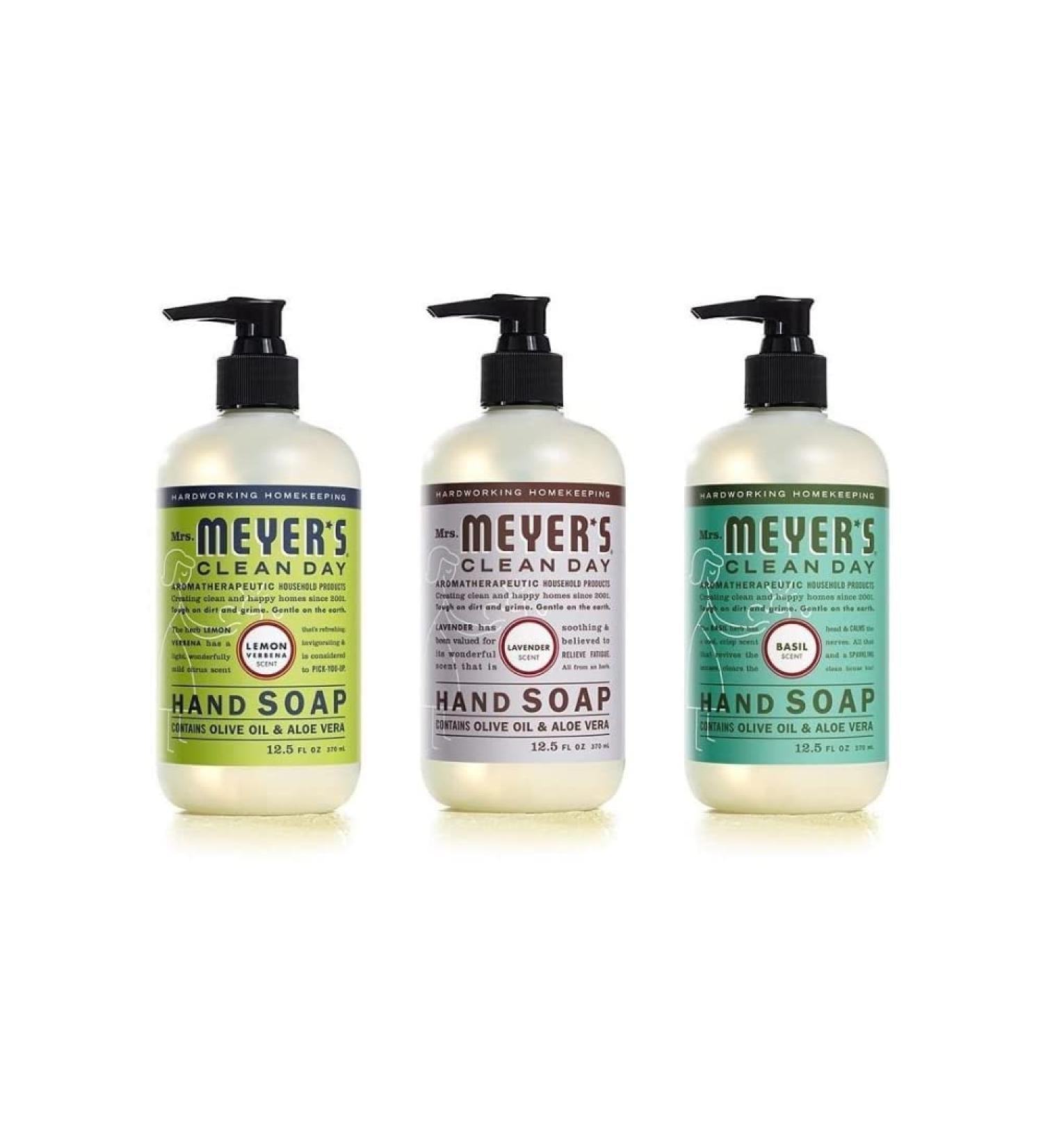 MRS. MEYER'S CLEAN DAY Liquid Hand Soap Variety Pack - Lemon Verbena, Lavender, Basil - 3 CT - Buy Online on GoSupps.com