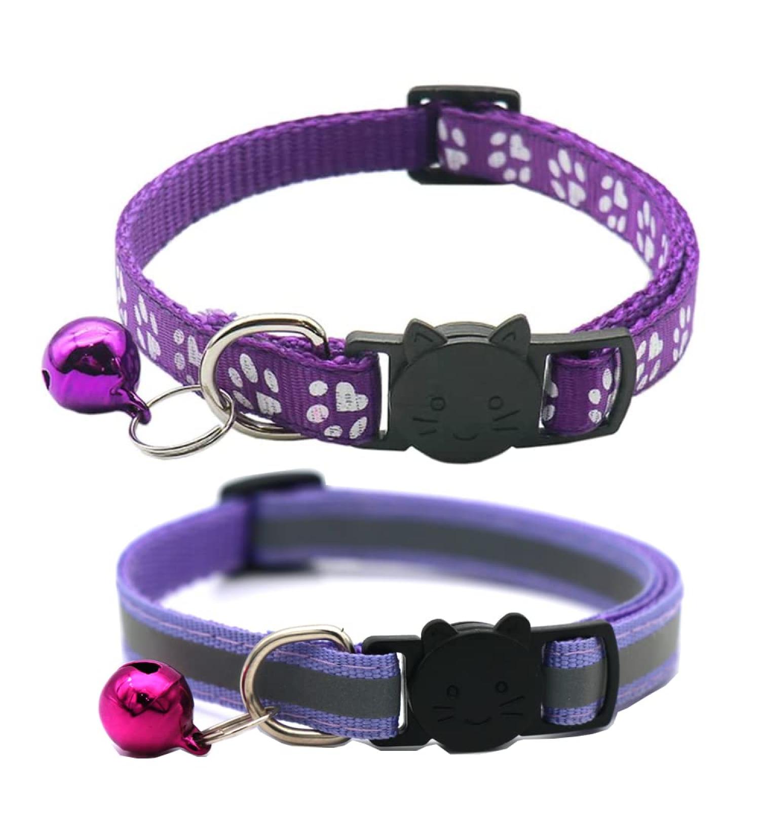 Hepplly 2-Pack Reflective Cat Collars with Bell - Quick Release Kitten Collars (Purple) | Shop Internationally - Buy Online on GoSupps.com