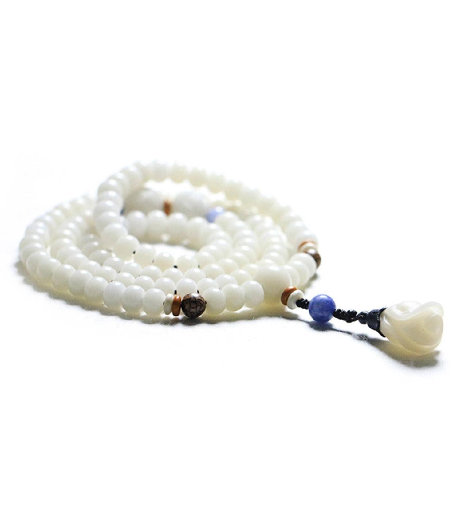 HSYHKDSY Bracelet 1 Piece of White Bodhi 108 Beads Necklace Bracelet Multi-Circle Bracelet White 0.6*0.8cm - Buy Online on GoSupps.com