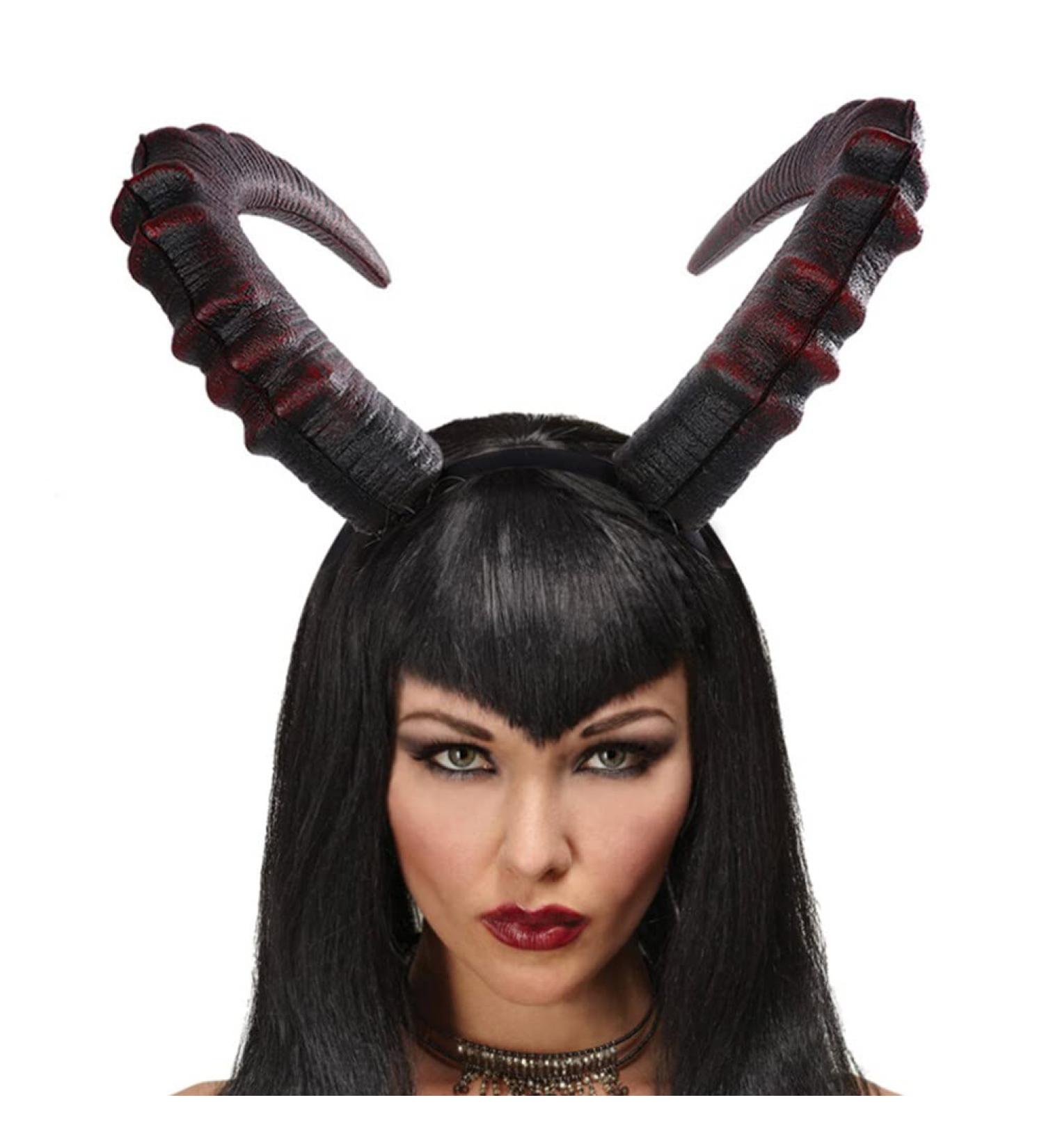 minkissy Demon Horn Headband Devil Headband Devil Horn Hair Hoop Carnival Headdress Prop Devil Cosplay Costume Dark Red - Buy Online on GoSupps.com