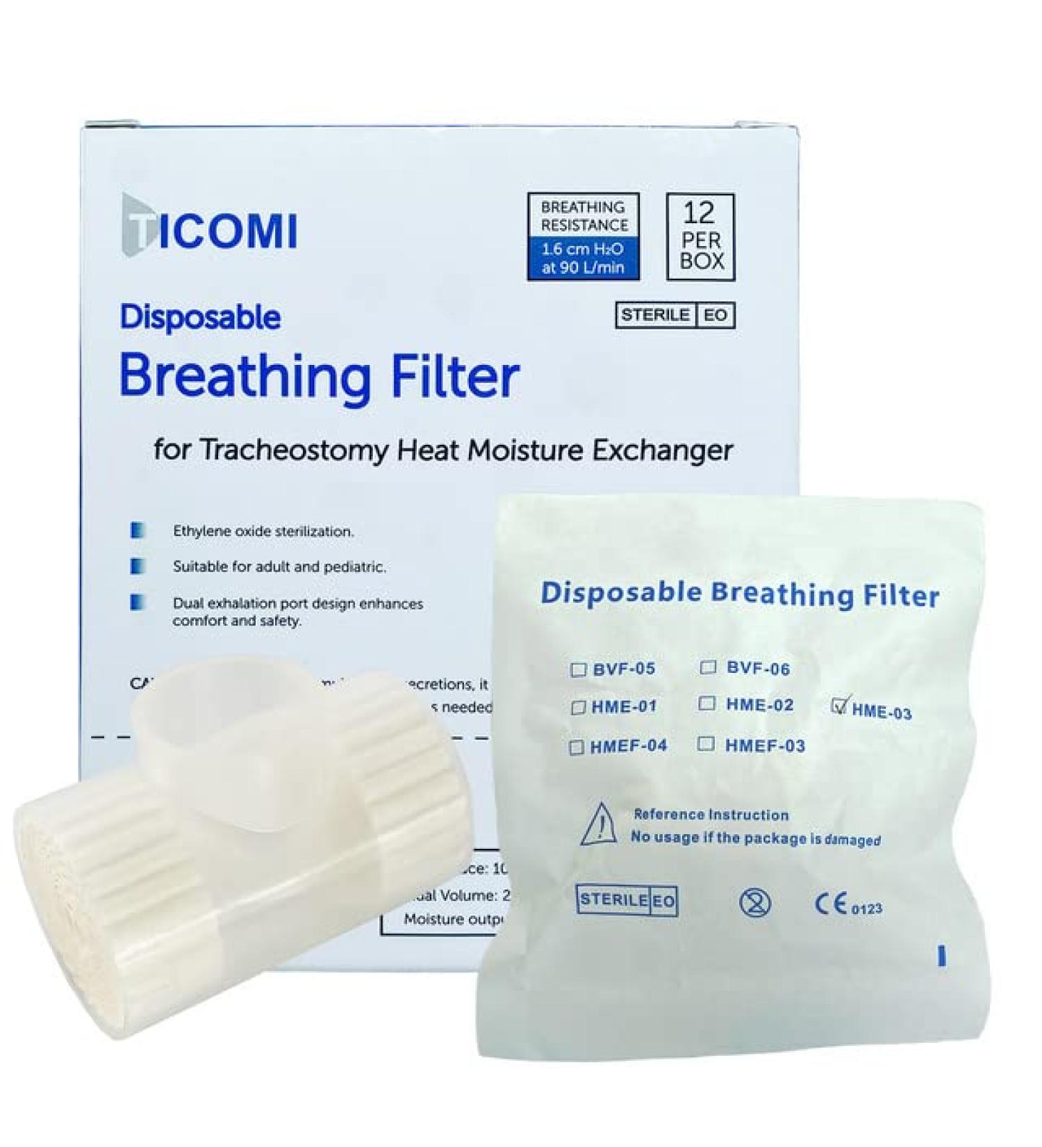 TICOMI Tracheotomy Humidifier  Heat Moisture Exchanger  HME for Suitable for Tracheostomy  EO Sterilization  12 per Box - Buy Online on GoSupps.com