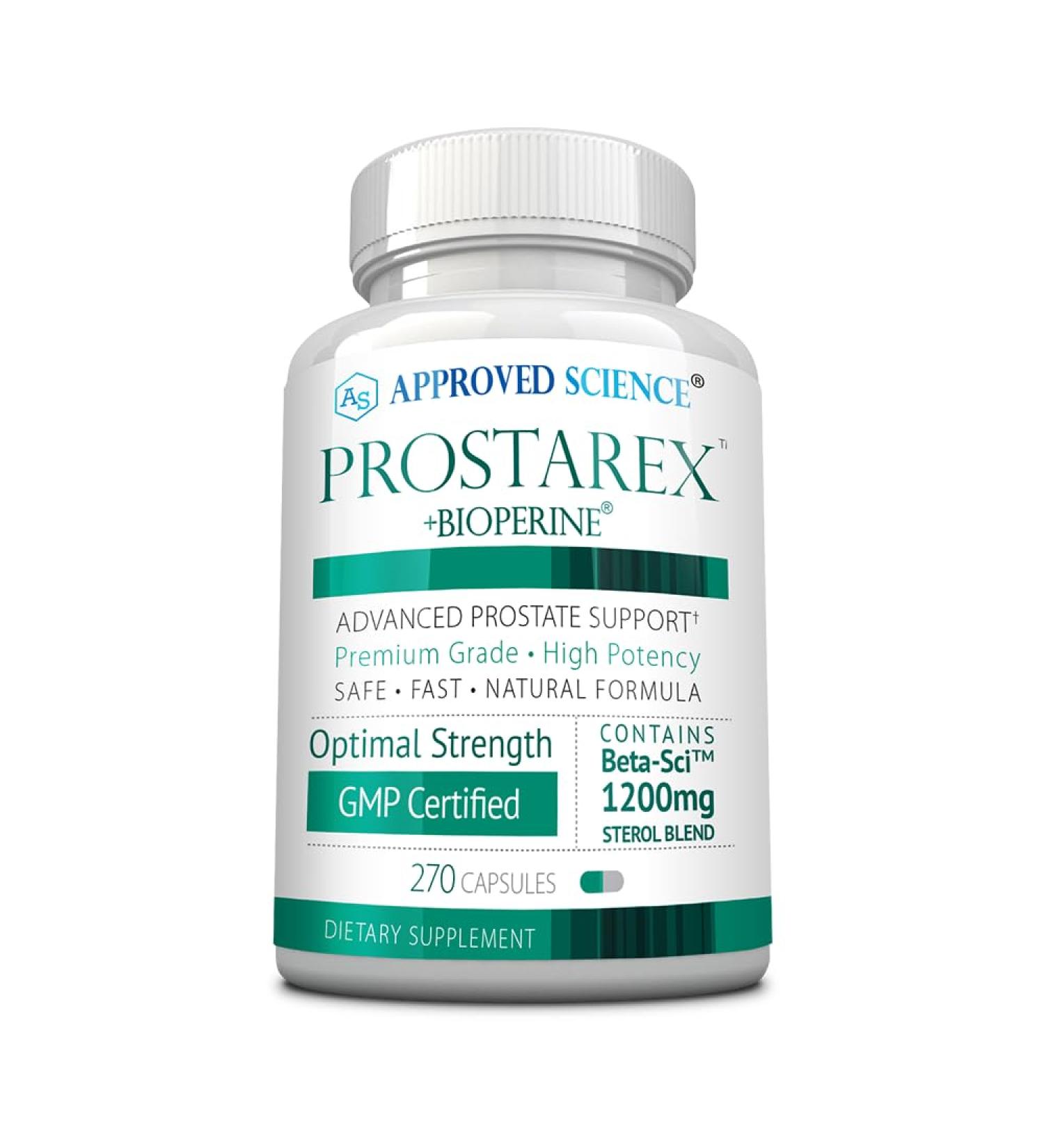 Approved Science Prostarex - Prostate Supplement - Saw Palmetto, 1200mg Beta-Sitosterol, Bioperine - 270 Capsules - 3 Month Supply 270 Count (Pack of 1) - Buy Online on GoSupps.com