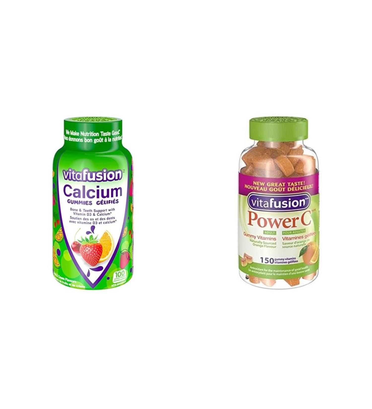 Vitafusion Calcium + Power C Adult Vitamin Gummies Bundle | Bone & Immune Support 250 Count (3-Month Supply) Gummies + Power C Adult Vitamin Gummies - Buy Online on GoSupps.com