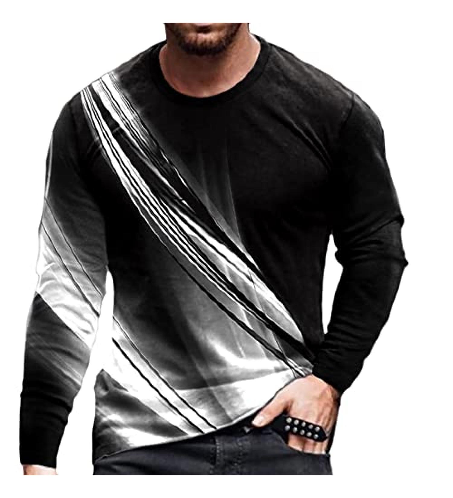 Christmas Funny 3D Graphic Print Men's Designer T Shirt | Long Sleeve Casual Workout Top | Plus Size - Black 3X-Large - Buy Online on GoSupps.com