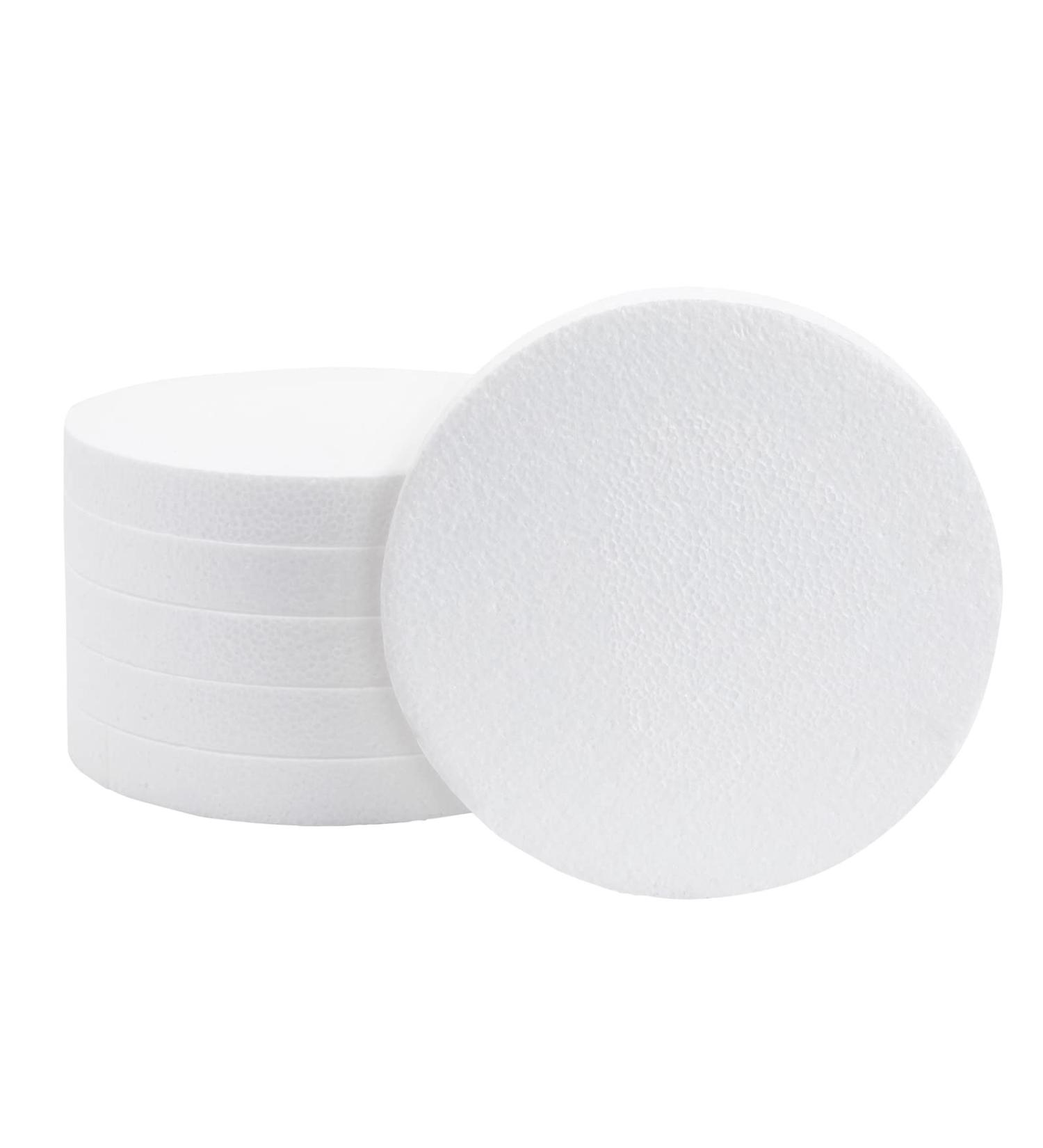 8x8 Inch Round Foam Circles for Crafts - 1 Inch Thick - White (6 Pack) - Buy Online on GoSupps.com