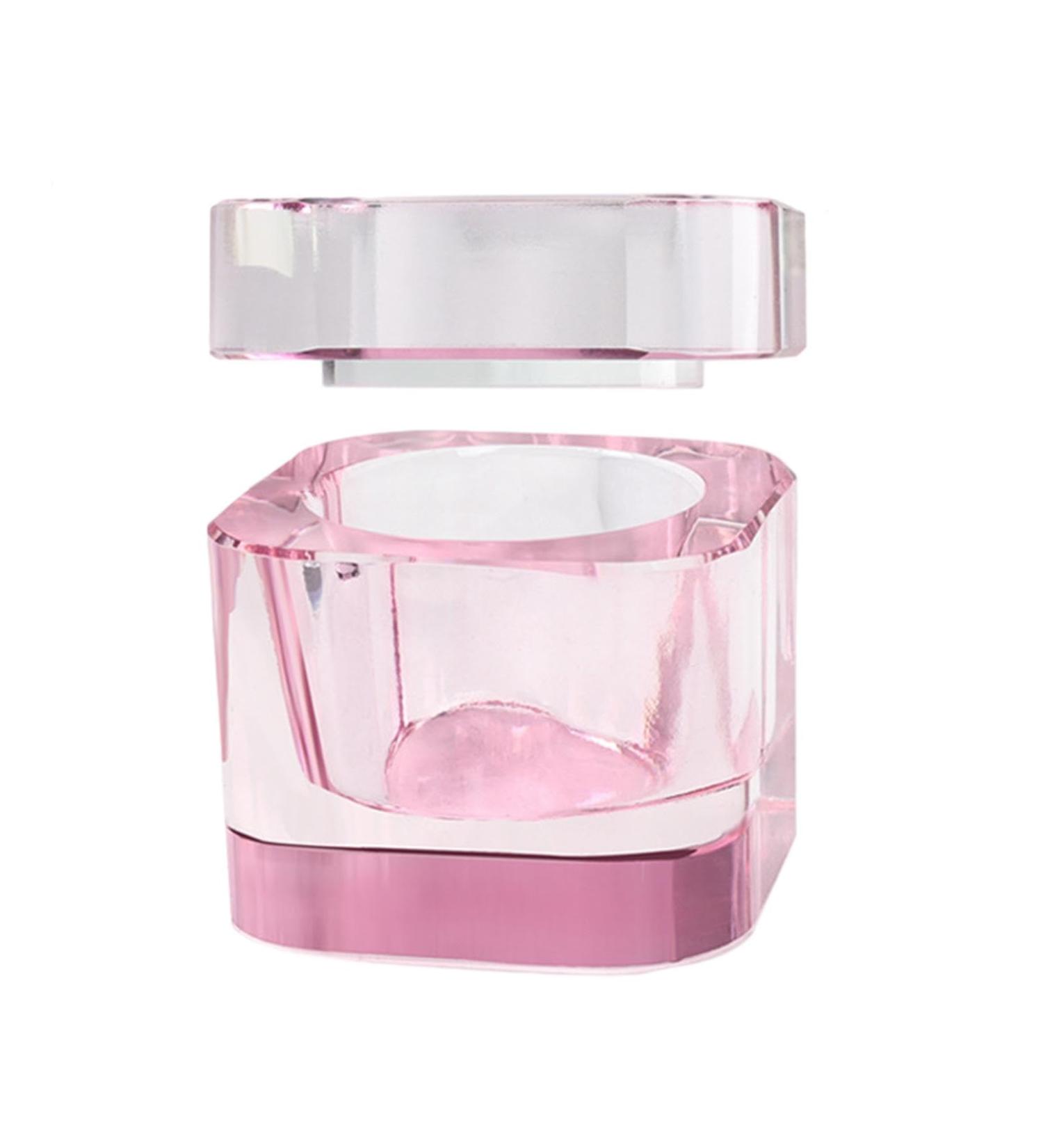 Nail Art Glass Dish with Lid Bowl Cup Manicure Care Tools Easy to Clean Pink - Buy Online on GoSupps.com