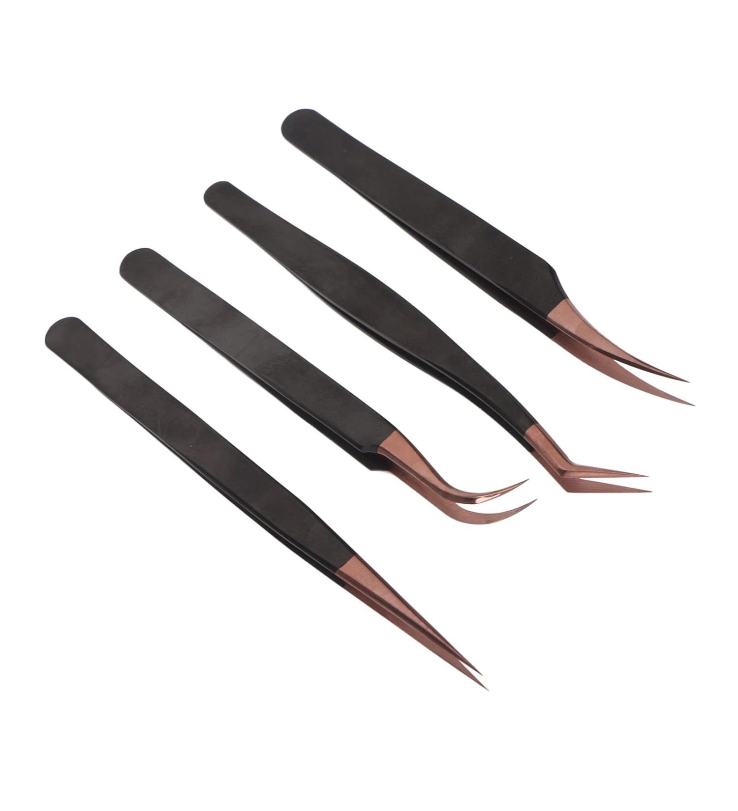 4Pcs Eyelash Extension Tweezers Set | Precision Tools for Perfect False Lashes - International Shipping - Buy Online on GoSupps.com