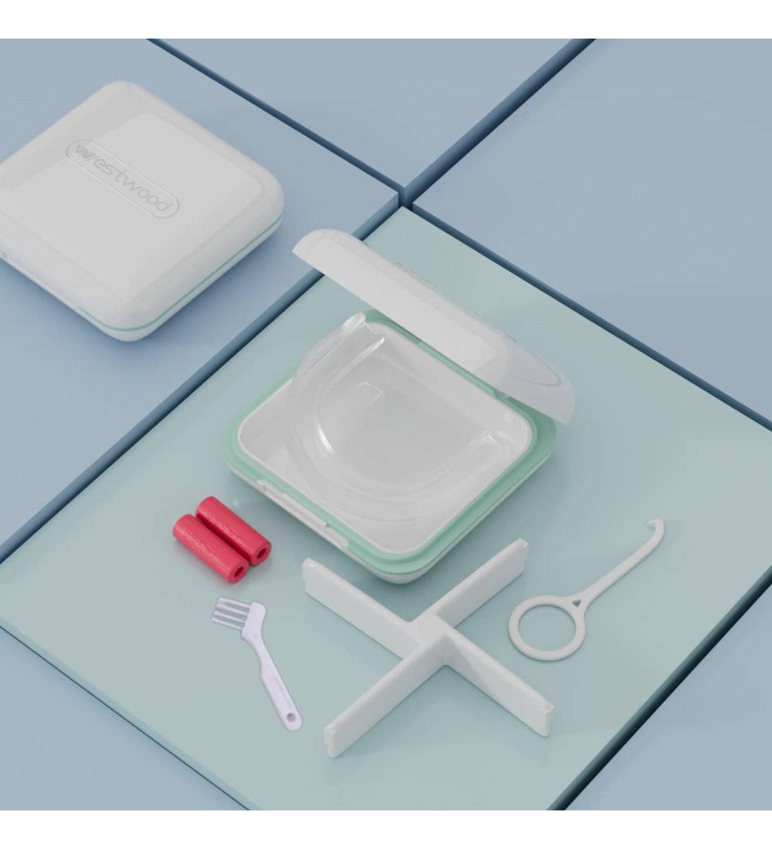 Orthodontic Retainer Case Kit - Slim Aligner Case with Chewie Tool and Cleaning Brush - Cute Milky White Dental Storage Box for Braces - Buy Online on GoSupps.com