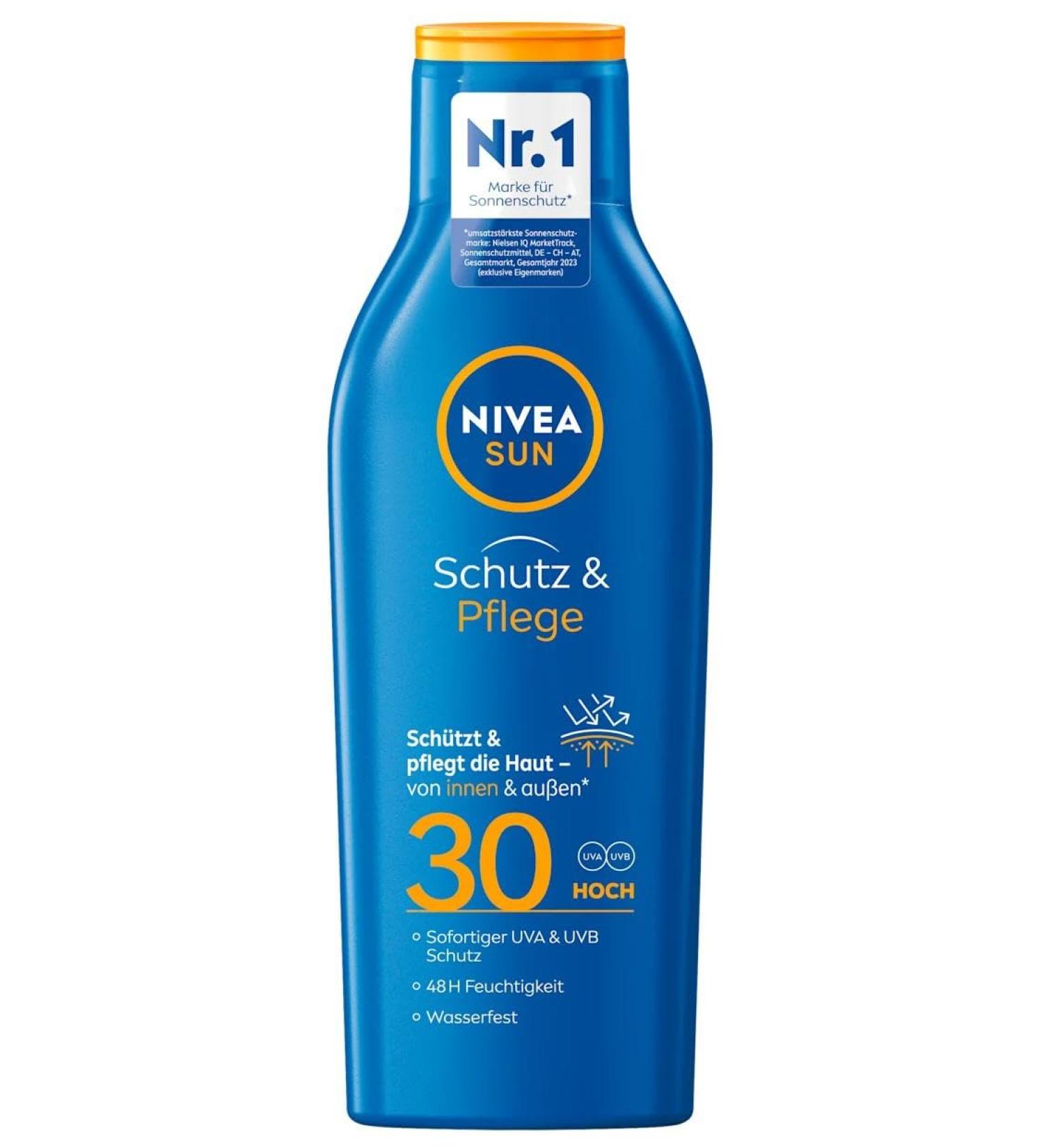 Beiersdorf NIVEA Sun Sun milk protection & care SPF 30 for 48 hours of moisture 250 ml pack of 6