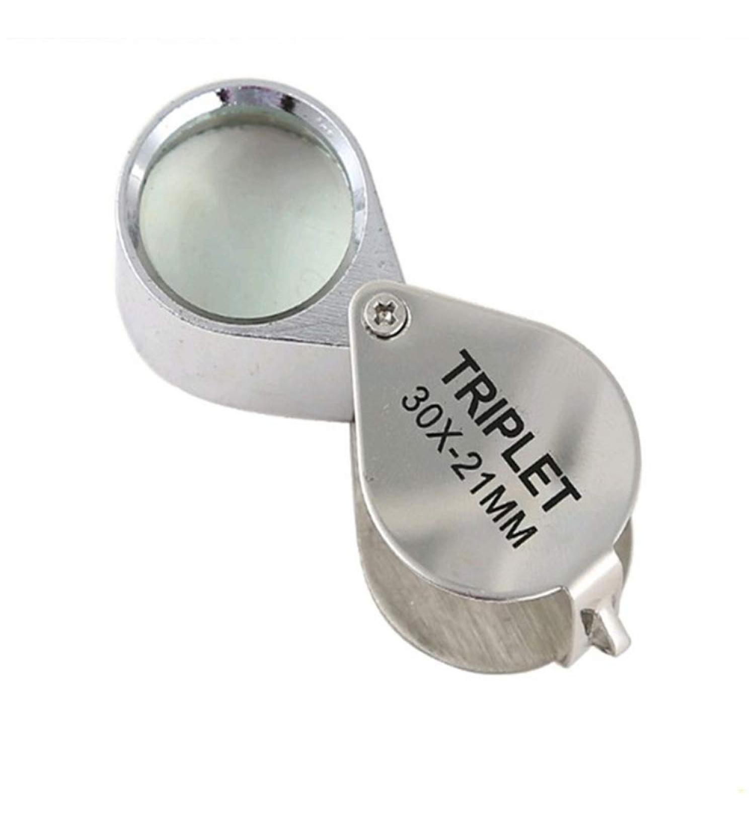 30x21mm Triplet Loupe Jeweller Magnifying Glass Magnifier with Metal Construction and Optical Glass Silver Superior Quality and Creative - Buy Online on GoSupps.com