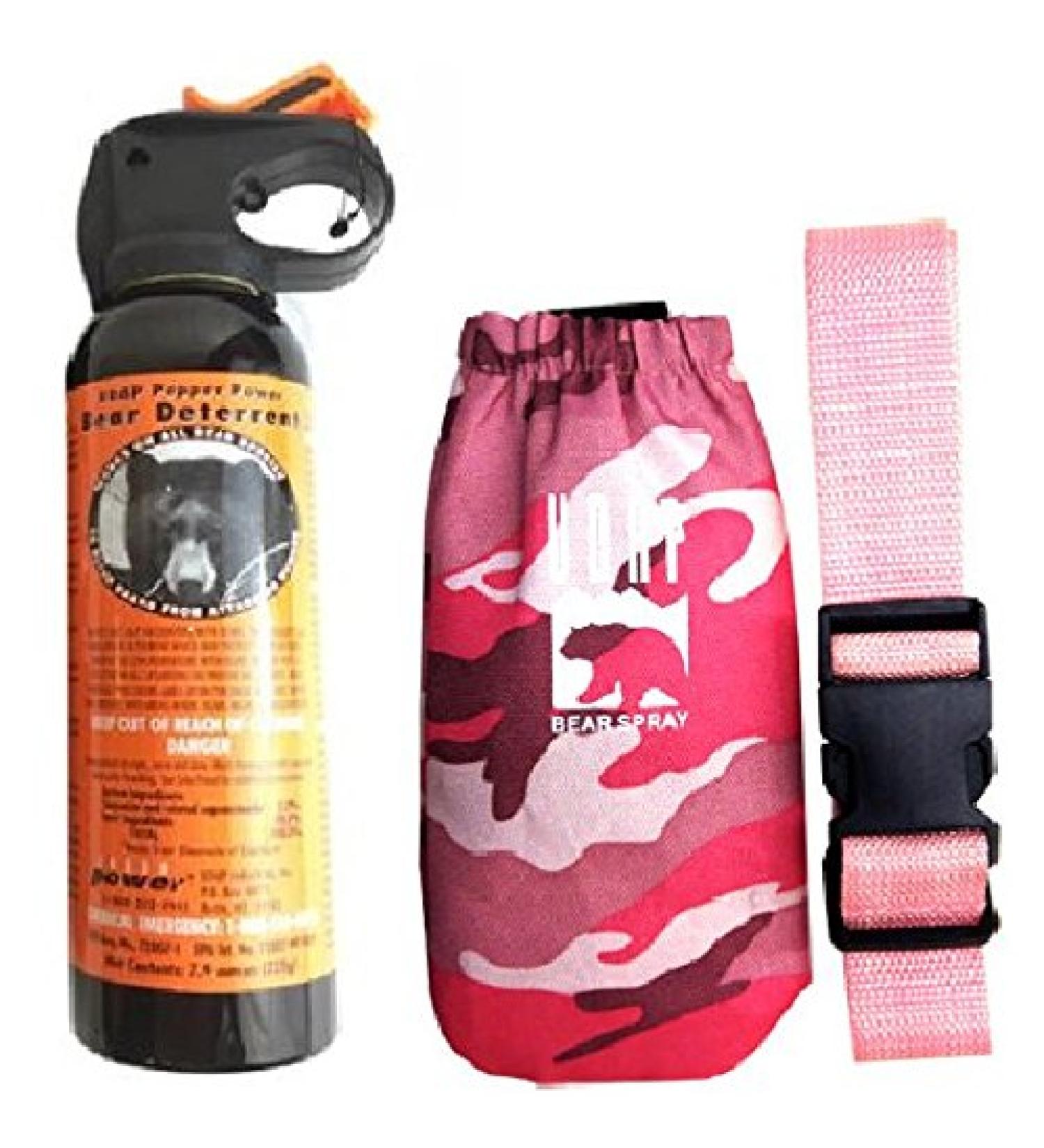 UDAP Bear Spray With Pink Camo Hip Holster & Belt