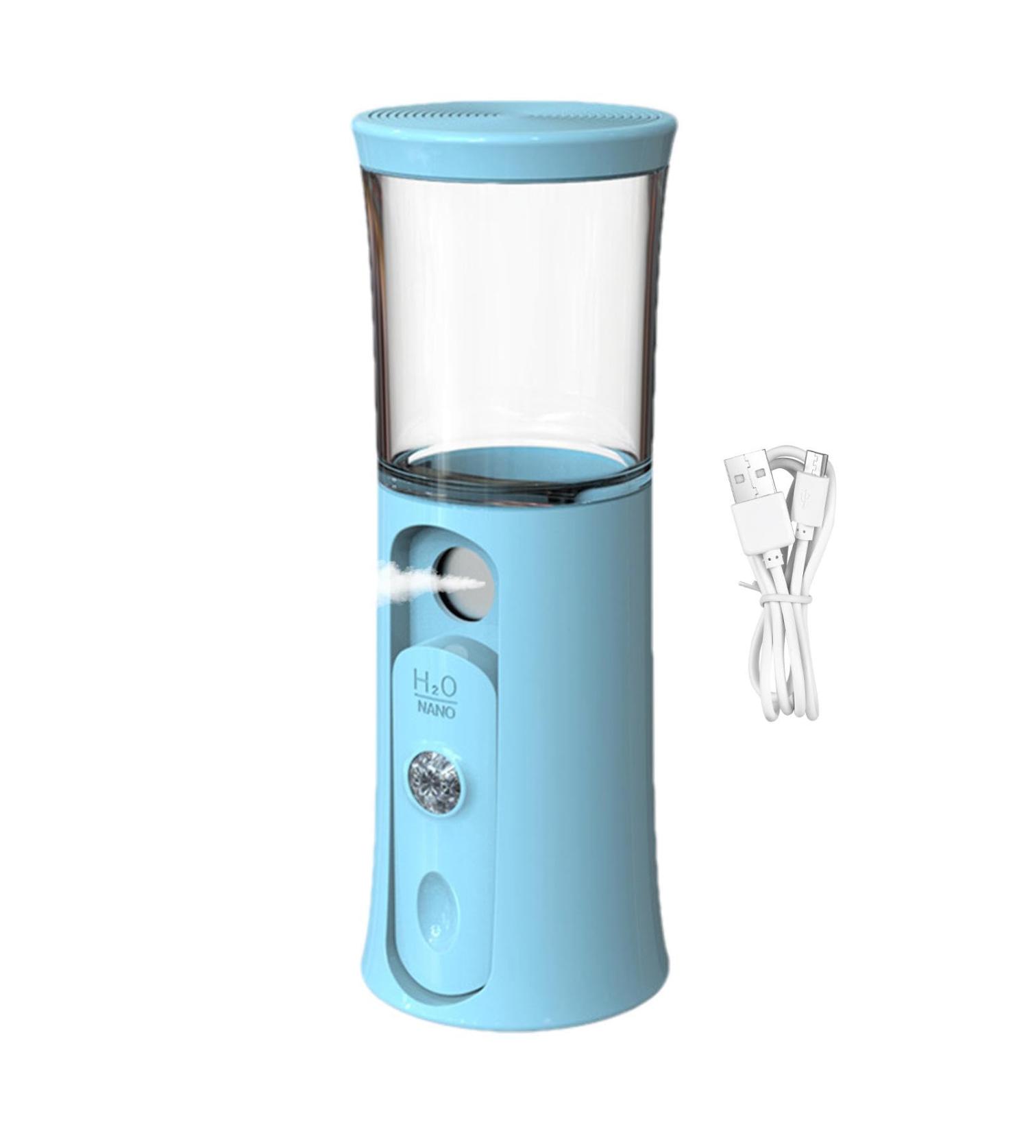 Nano Facial Mister | Cordless Portable Facial Mister Rechargeable Cool Mist Sprayer with Colorful Light Handheld Rechargeable Cool Mist Sprayer for Face Hydrating Blue - Buy Online on GoSupps.com