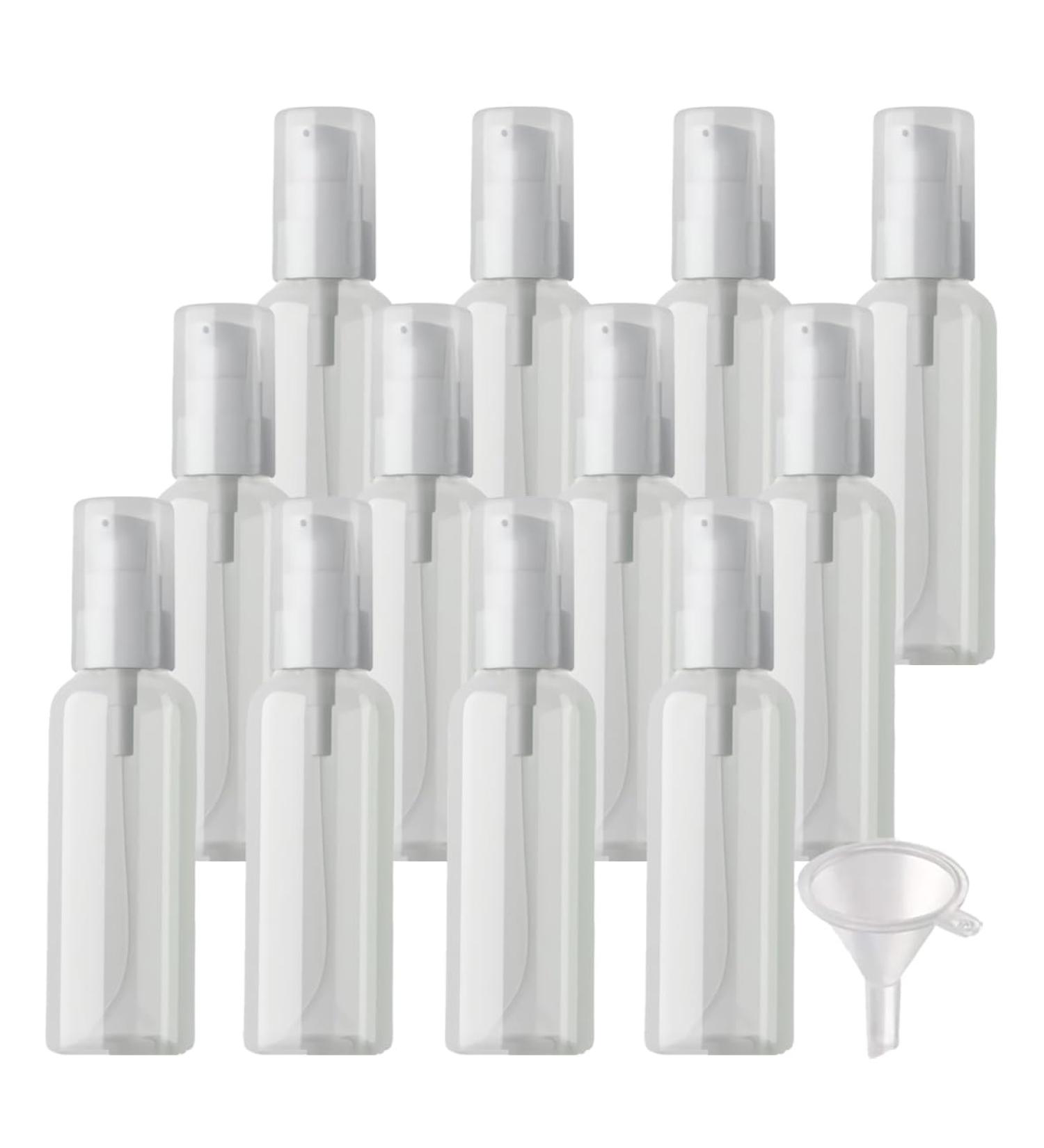 ZEOABSY 12 Pieces 100 ml Transparent Lotion Bottles with White Pump 100ml Empty PET Plastic Lotion Pump Bottle Cosmetic Gel Travel Container for Cosmetic Make up Cleaning + 2 x Funnel Transparent 100ml - Buy Online on GoSupps.com