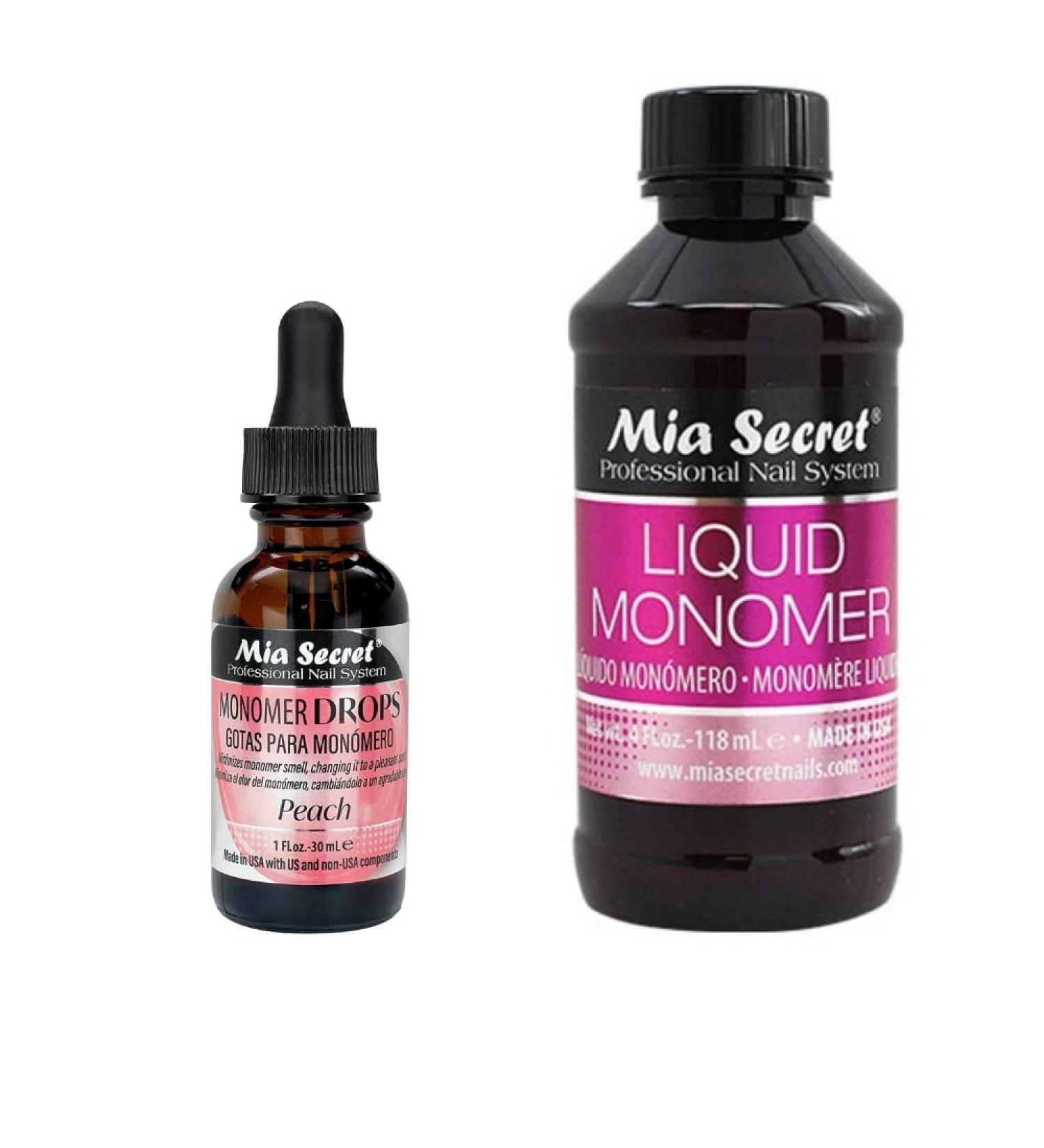 Mia Secret PEACH SCENT Monomer Drop 1 oz + 4 oz Liquid Monomer
