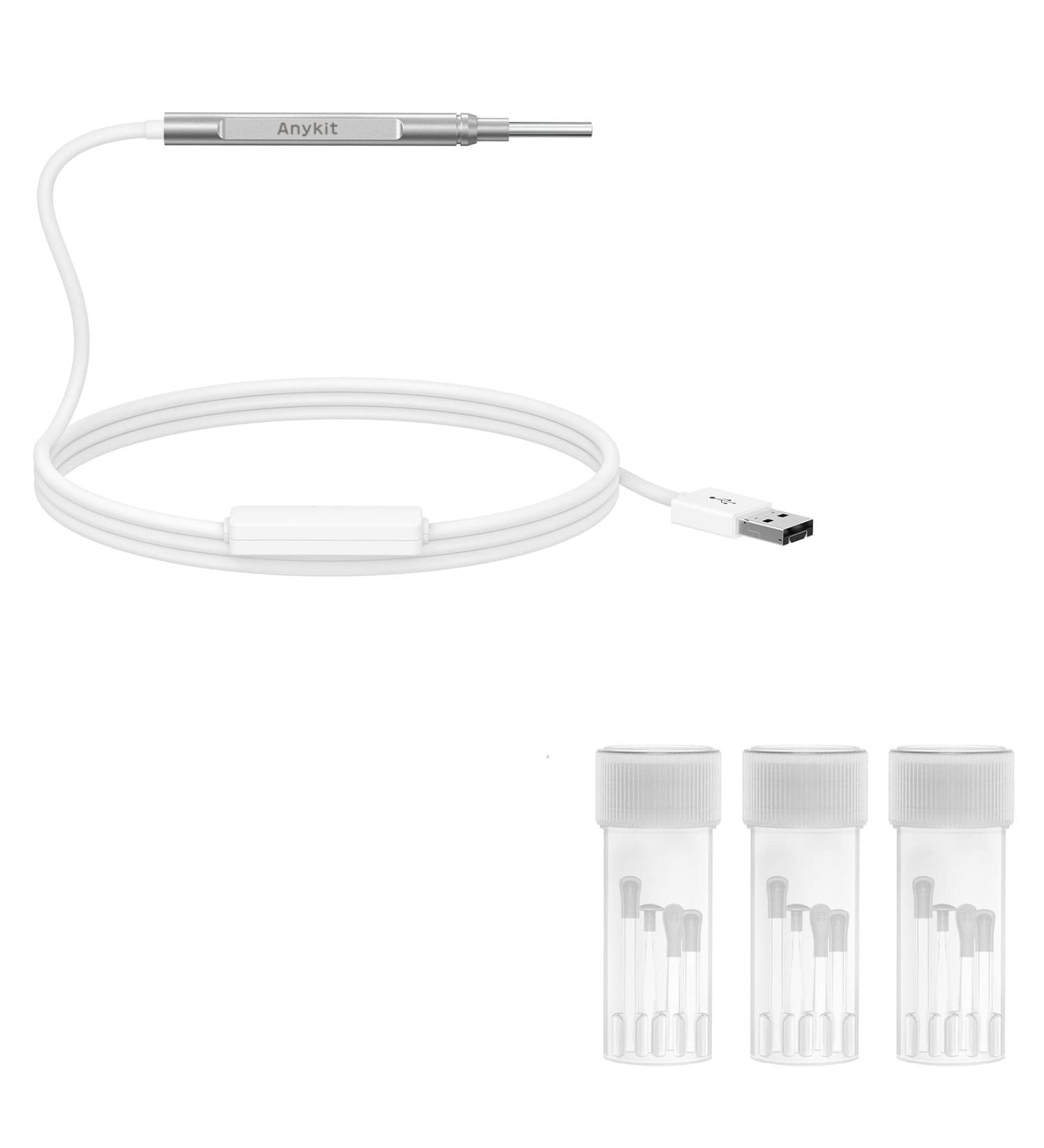 Anykit Ear Wax Removal Tool HD Otoscope for Android and PC - Ultra Clear View Ear Camera with LED Lights and Wax Remover - 3 Pack Ear Spoon Sets - Buy Online on GoSupps.com