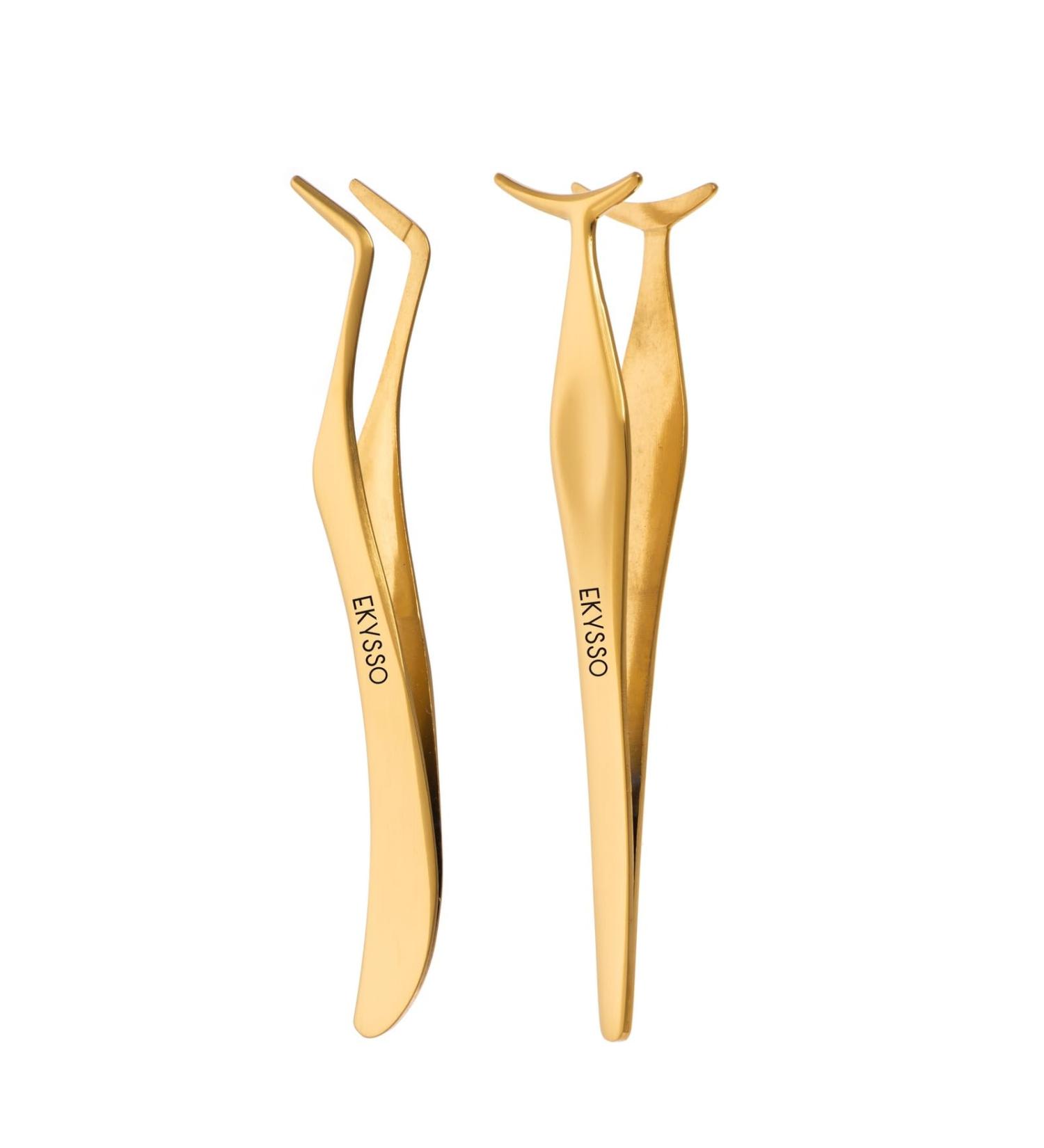 EKYSSO Eyelash Applicator Tools Set 2 PCS DIY Cluster Lash Tweezers Eyelash Clusters Tweezers for False Lashes Professional Curved Eyelashes Extension Tweezer for Individual Cluster Strip Lashes. - Buy Online on GoSupps.com