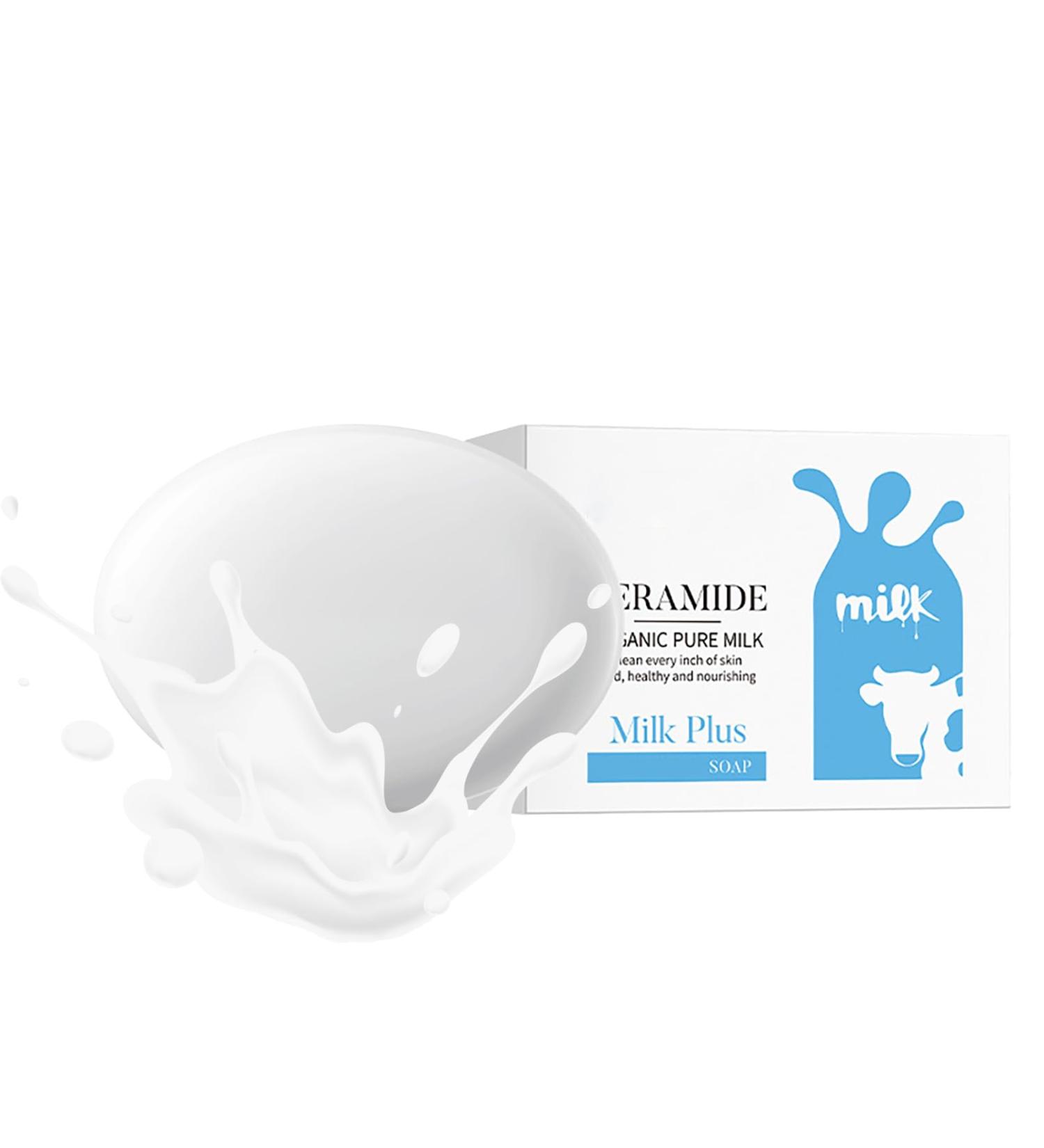 Natural Milk Soap - Ceramide Soap Bar - Dark Spot Remover for Face Soap Bar - Moisture Hydrate Skin Smooth Tender Plump - Clean Pore Dirt Reduce Dryness - Firm Lift Restore Elasticity Complexion Tone - Buy Online on GoSupps.com