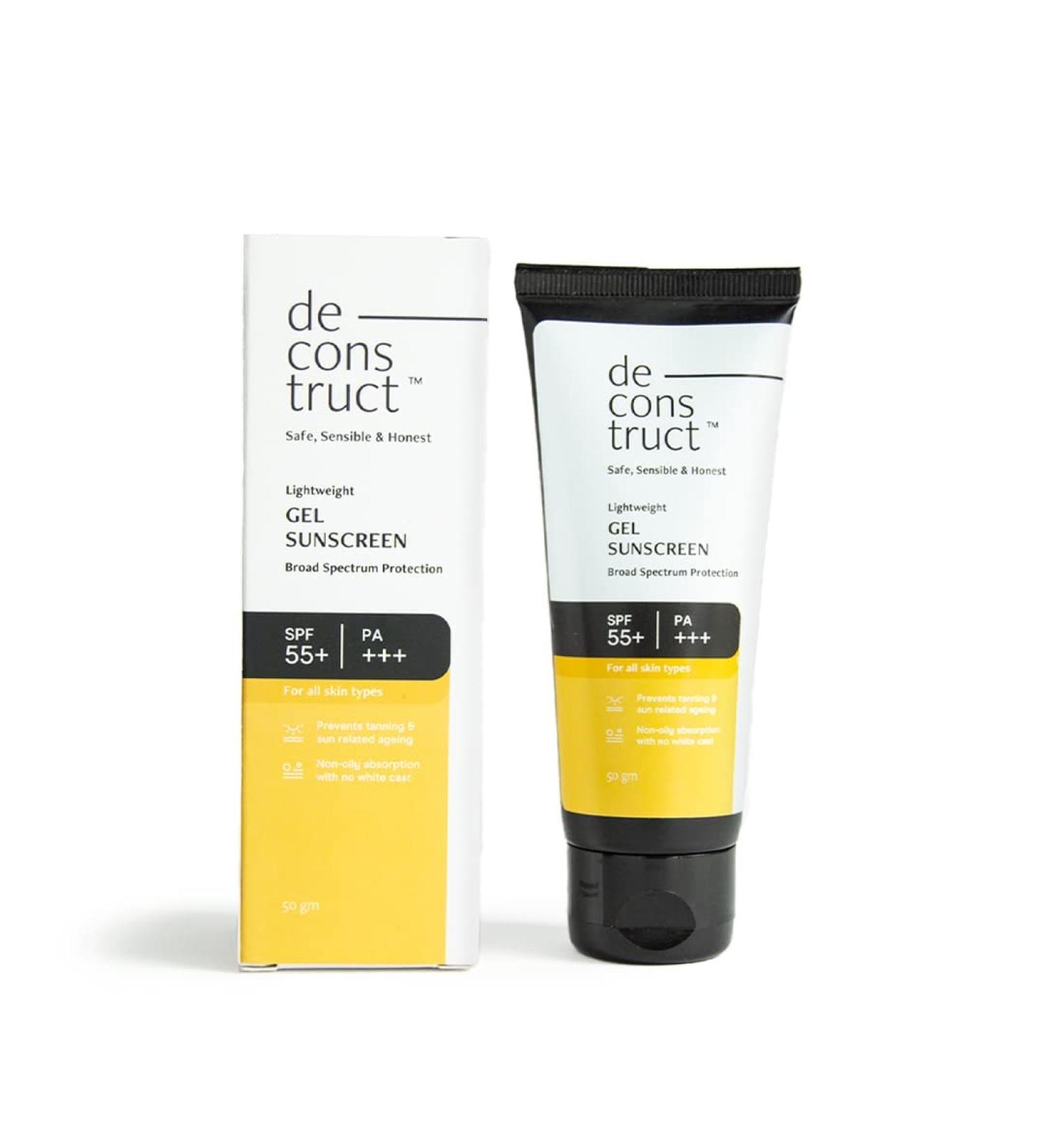 Lightweight Gel Sunscreen SPF 55+ | No White Cast | Best Sunscreen for Men & Women | 50 gm - Perfect for All Skin Types - Buy Online on GoSupps.com