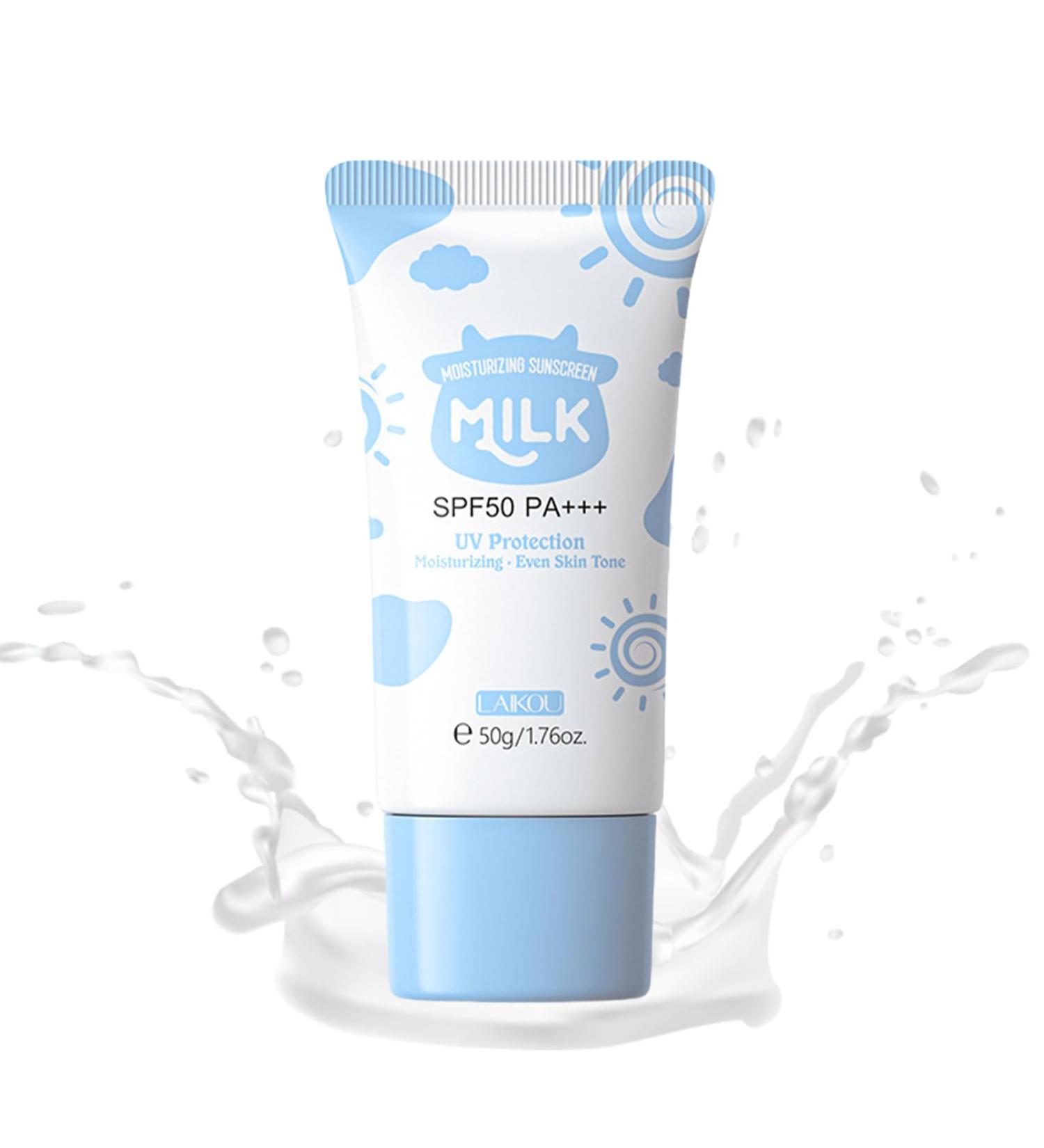 Milk Centella Sunscreen Face Face Sunscreen SPF 50 Suncream Factor 50 Face Face Suncream Waterproof No Sticky Refreshing Moisturizing Universal Sun Screen UV Defense for Sensitive Skin - Buy Online on GoSupps.com