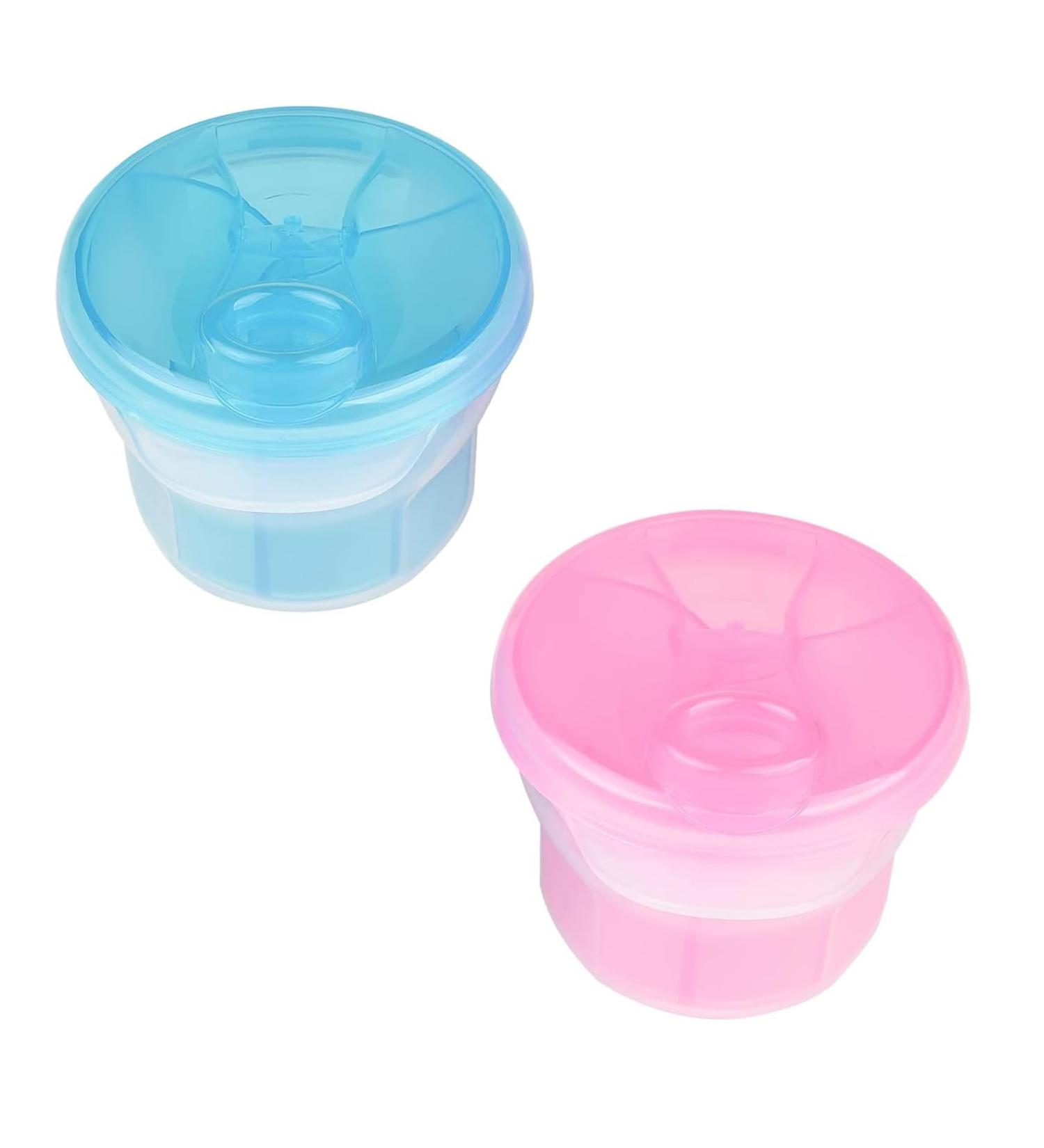 2-Pack Non-Spill Milk Powder Dispenser Pots - Portable Formula Powder Storage for Travel - Pink Blue - Buy Online on GoSupps.com