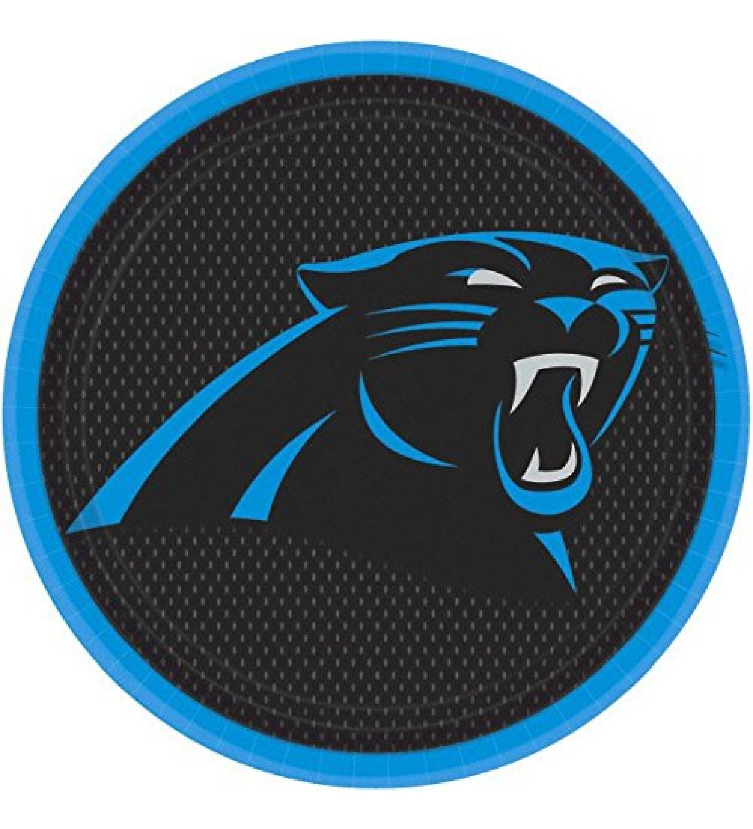 Amscan Party Supplies DesignWare Carolina Panthers NFL Round Plates, Black and Blue, 9", 8 ct