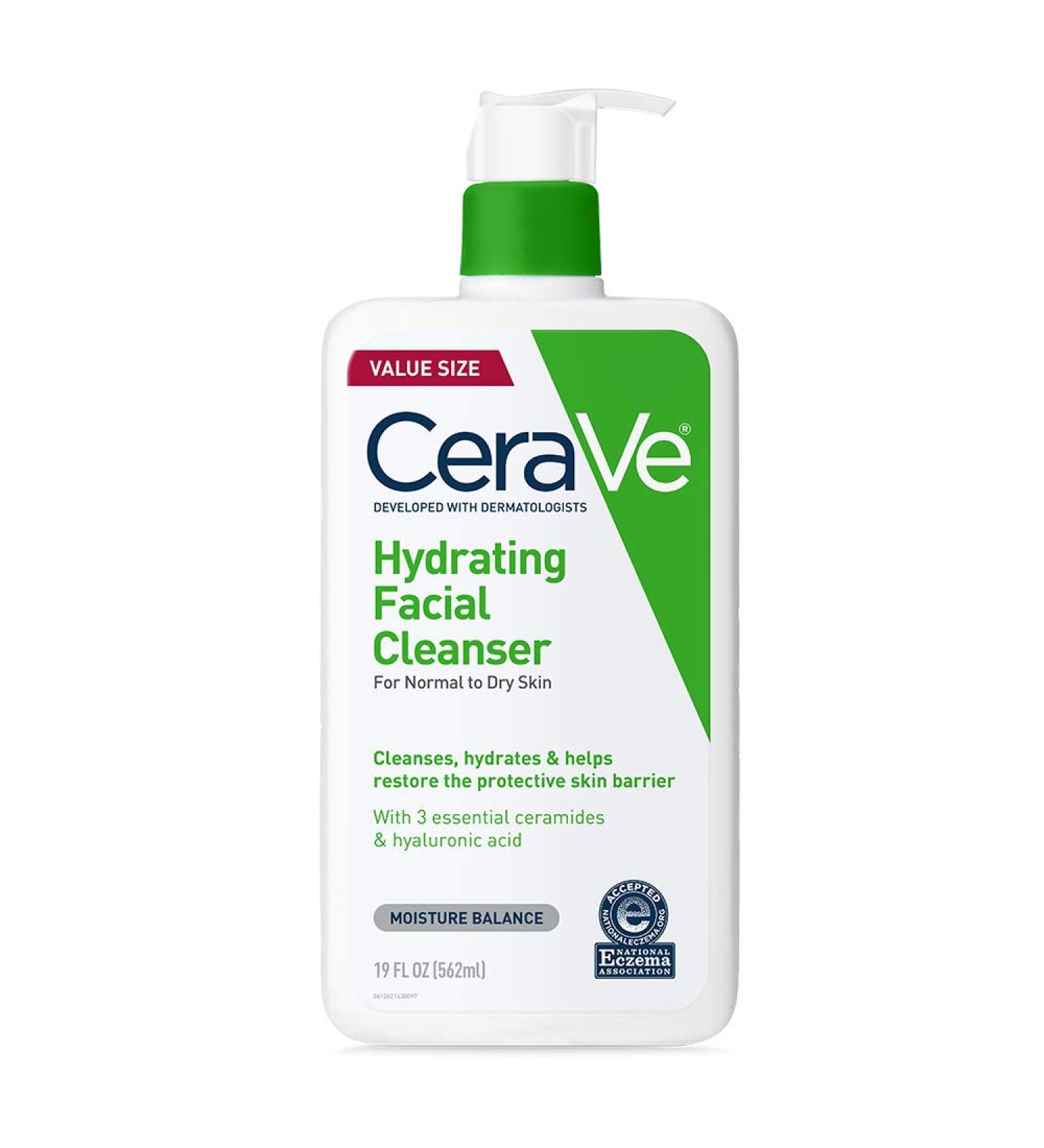 CeraVe Hydrating Facial Cleanser | Non-Foaming Face Wash with Hyaluronic Acid & Ceramides | Moisturizing Formula with Glycerin | Fragrance & Paraben Free | 19 fl oz - Buy Online on GoSupps.com