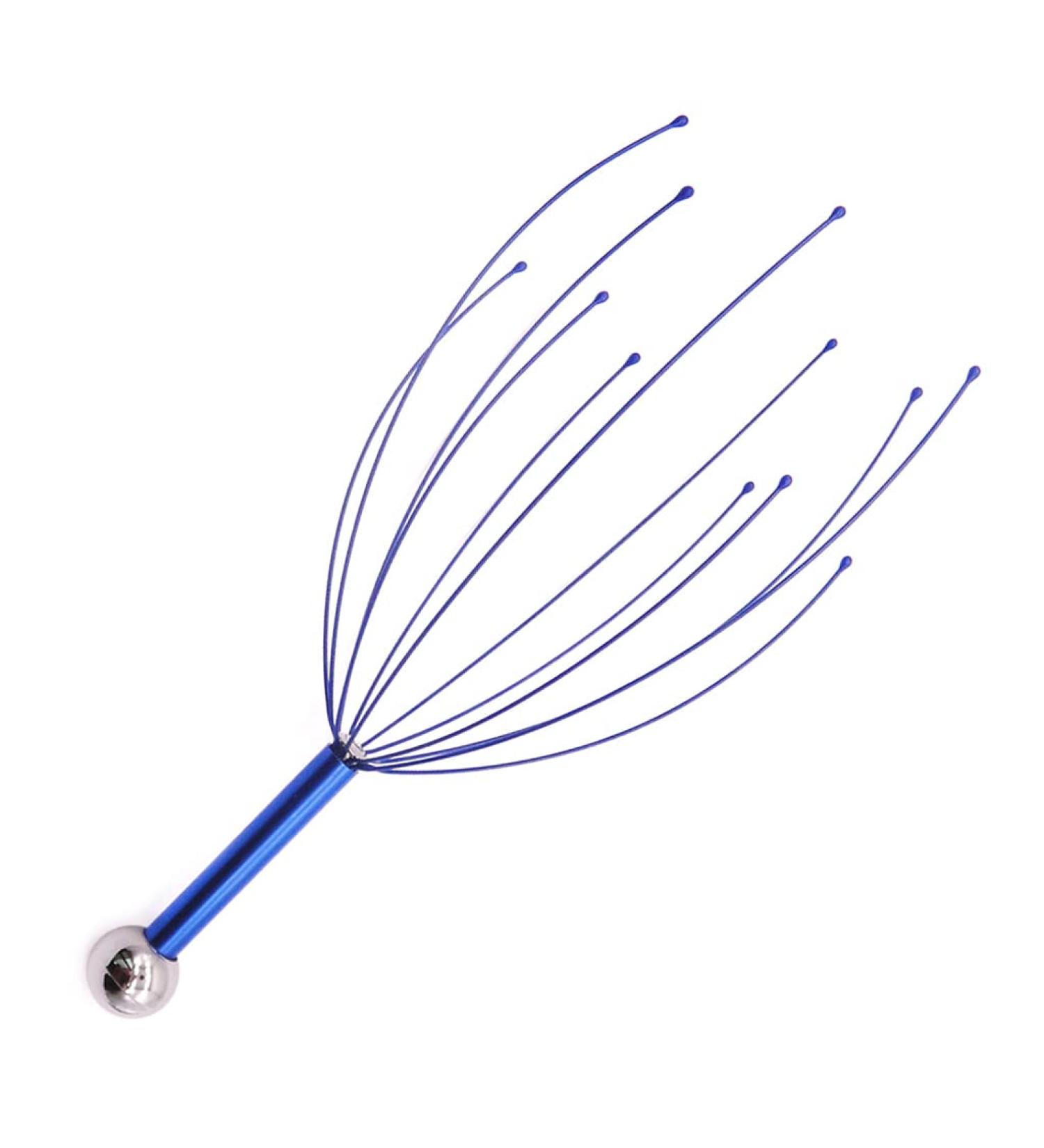 Shop Practical Blue Scalp Massager with Gentle Rubber Pearls - Perfect Head Massage Tool for Men & Women - Buy Online on GoSupps.com