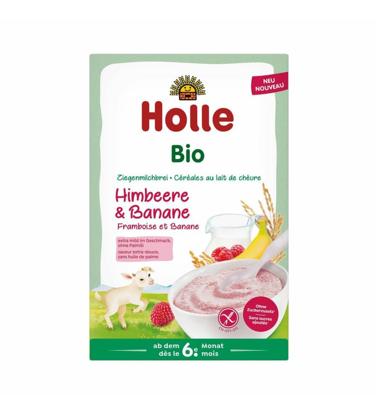 HOLLE BABYFOOD: Goat's milk porridge - Raspberry & Banana 200g (Raspberry & Banana 200g) Raspberry & Banana 200 g (1 pack)