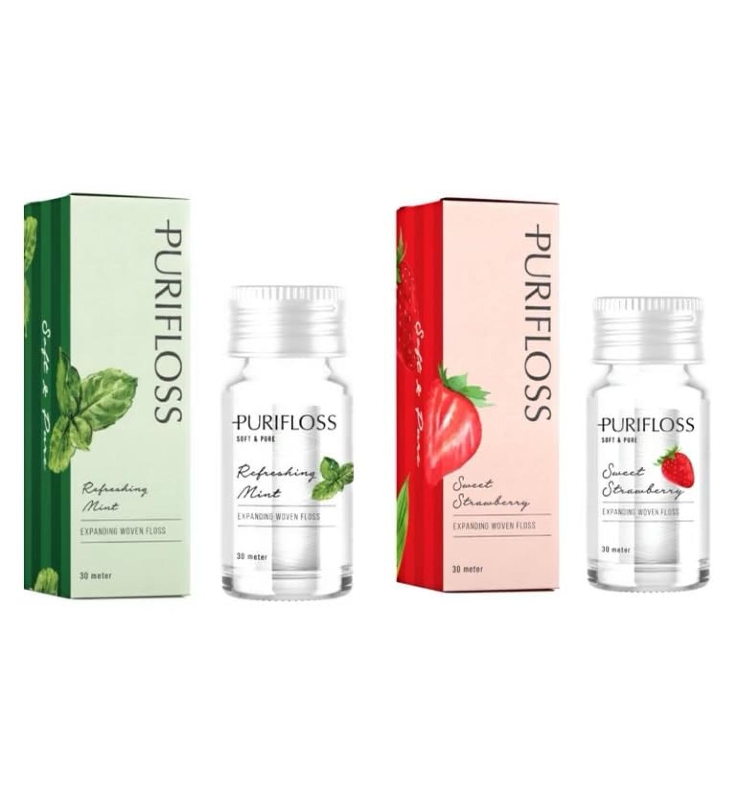 Premium Expanding Woven Dental Floss - PTFE & PFAS Free - Mint & Strawberry Duo - Dentist Approved Vegan & Kid Friendly - Buy Online on GoSupps.com