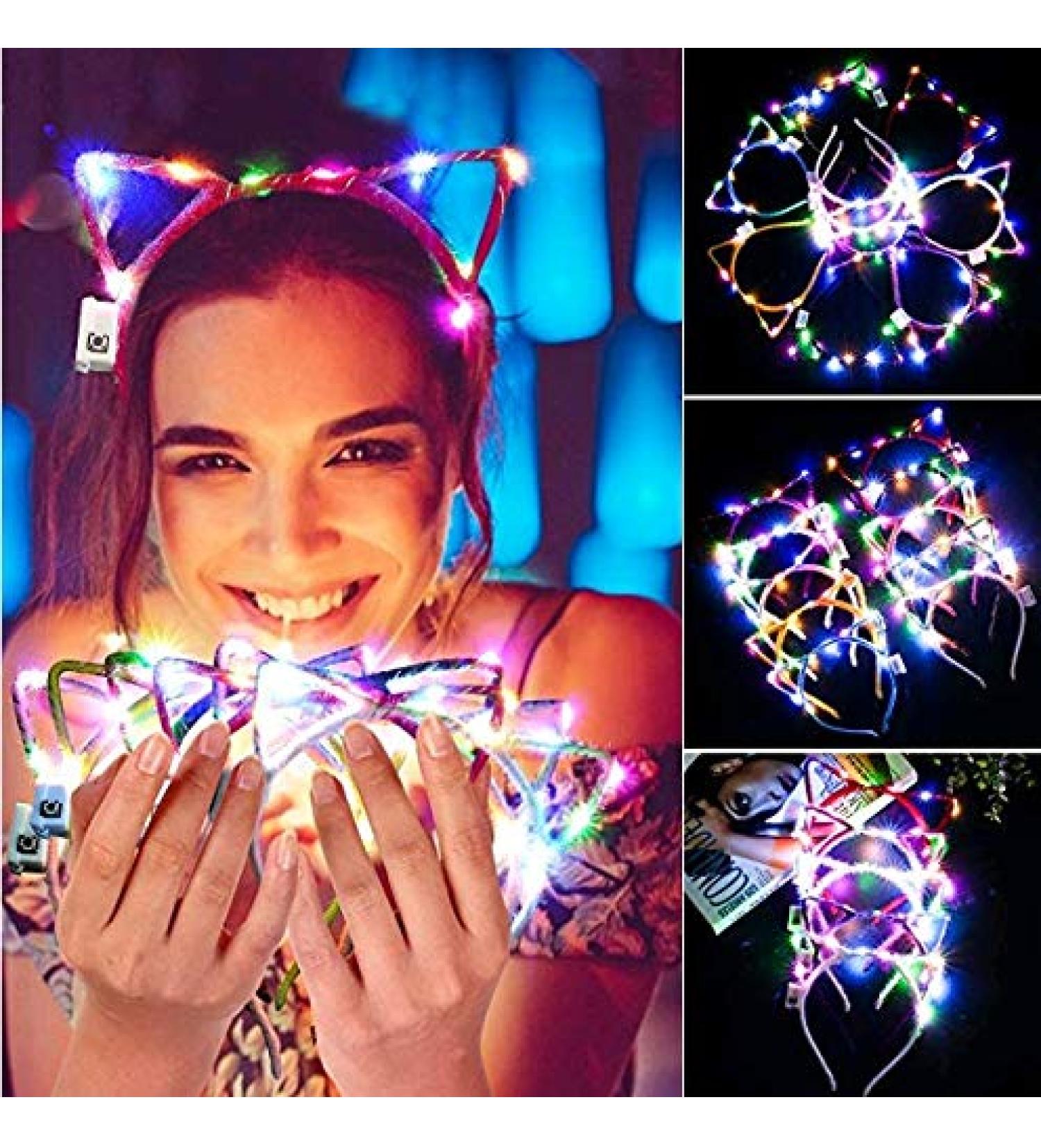 10 Pack LED Cat Ear Headbands - Cute Light Up Headdress for Halloween & Christmas Parties - Hair Accessories for Girls & Adults - Buy Online on GoSupps.com