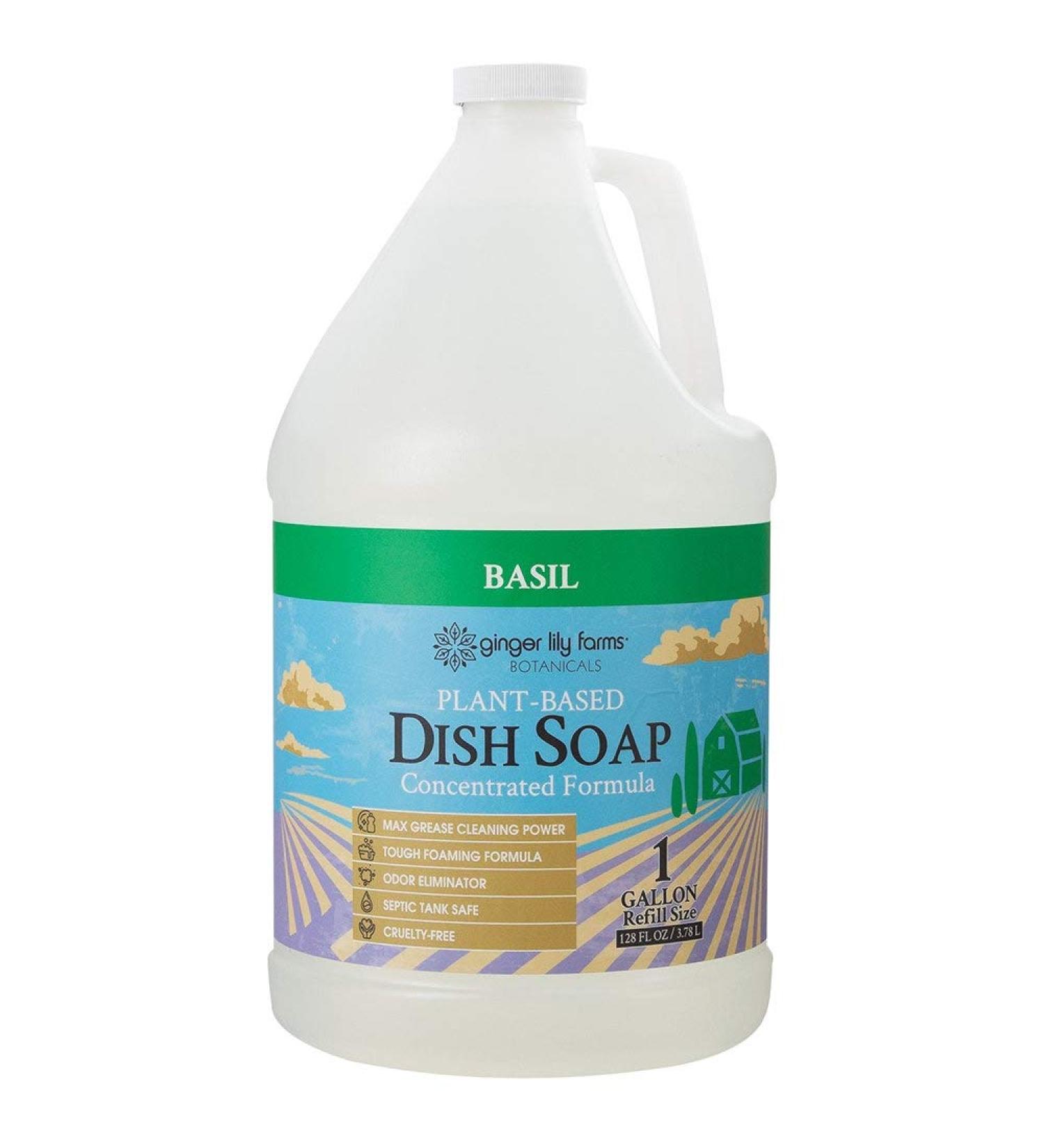 Ginger Lily Farms Botanicals Basil Scented Dish Soap 1 Gallon Refill | Concentrated Formula for Maximum Grease Cleaning Power | Cruelty-Free | 128 Fl Oz Pack of 1 - Buy Online on GoSupps.com