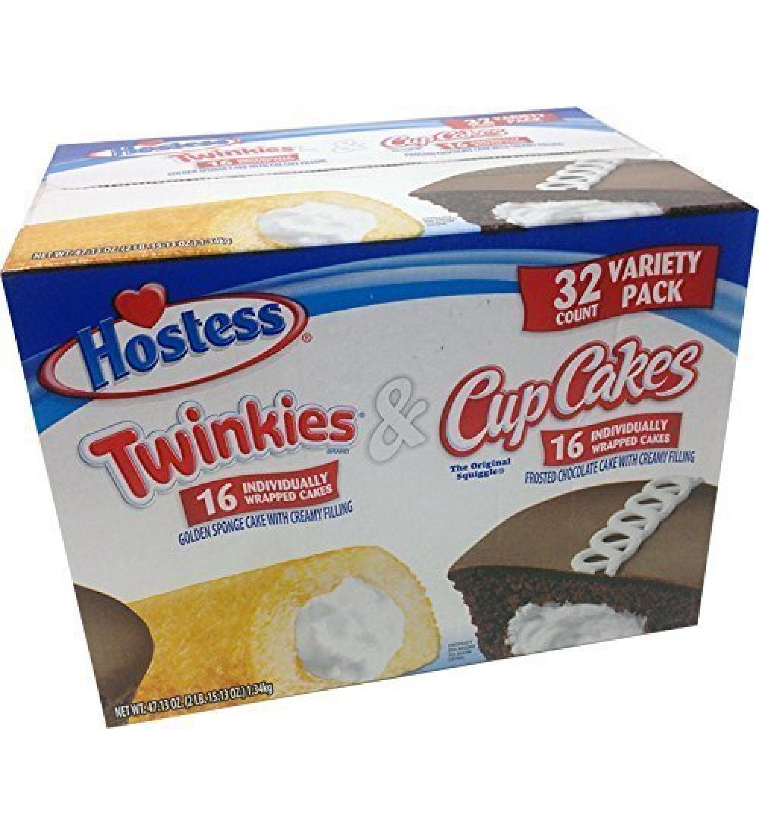 Hostess Twinkies & Cupcakes (16 Twinkies & 16 Cupcakes) Individually Wrapped 32 Total