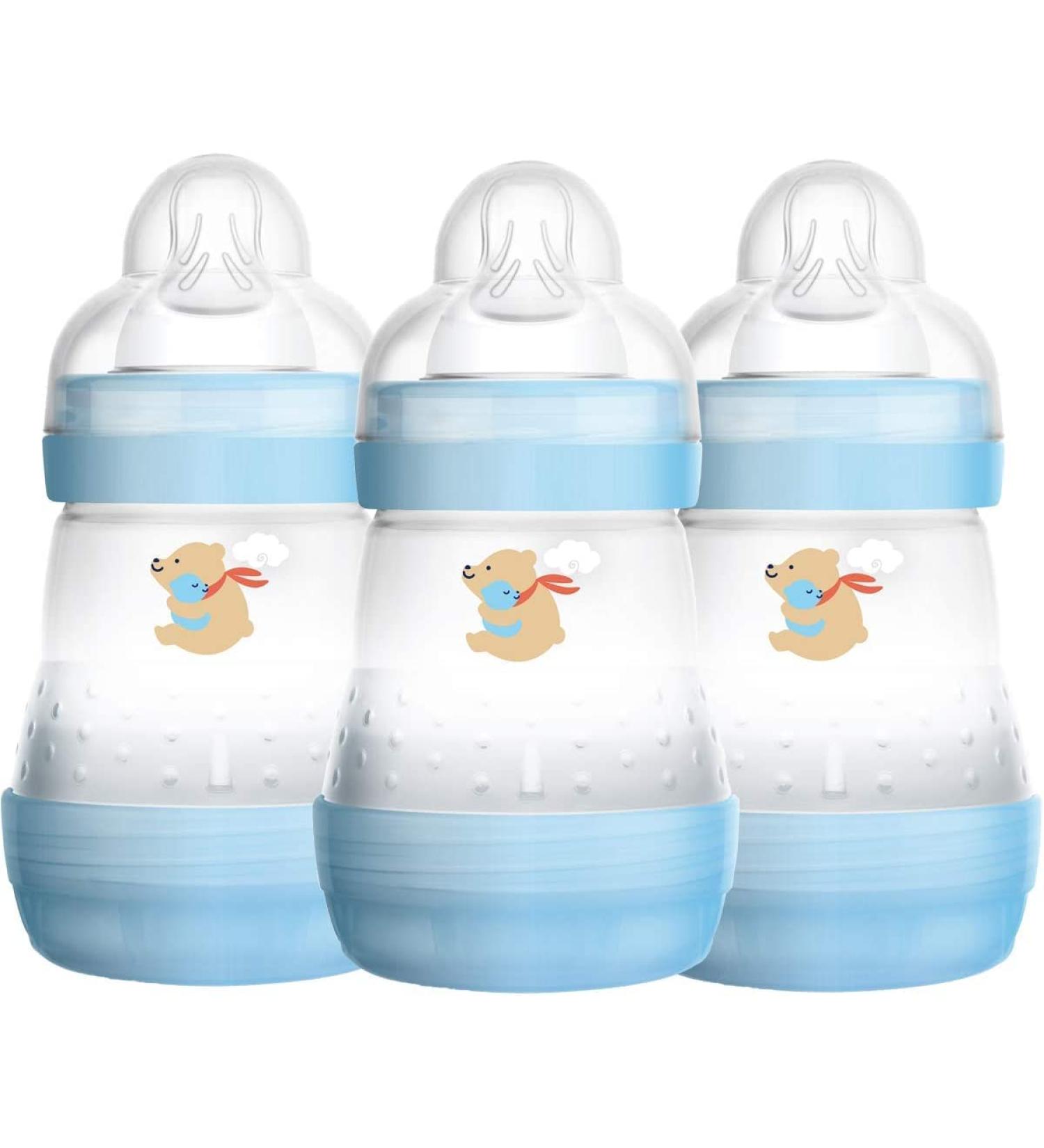 MAM Easy Start Self-Sterilizing Anti-Colic Baby Bottle 3 Pack (160ml) - Slow Flow Teats for Newborns - Blue/Green Designs - International Shipping - Buy Online on GoSupps.com