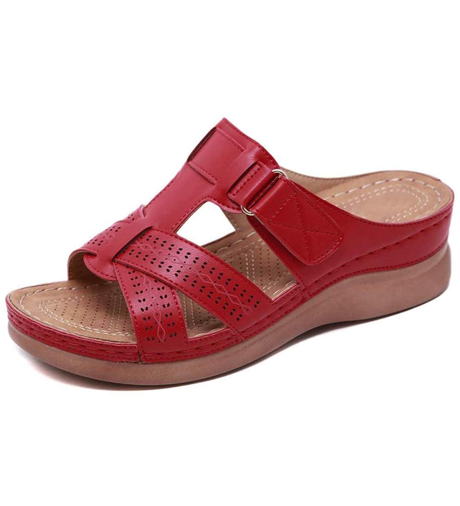 Women's Boho Flower Pattern Sandals - Wide Fit Wedge Flip-Flops for Summer & Casual Holidays | Comfortable Flat Shoes 4-40 EU - Buy Online on GoSupps.com