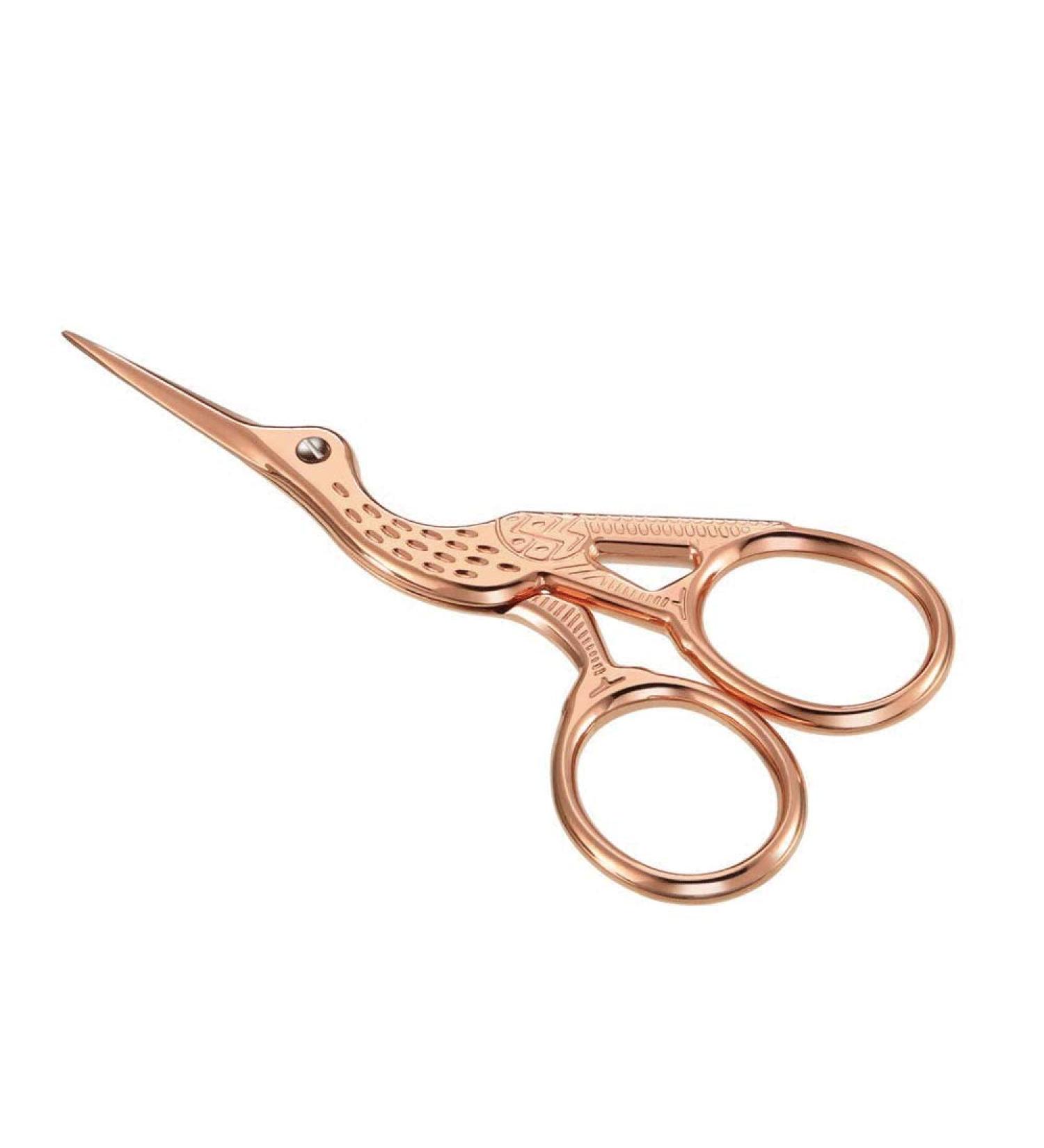 YESTOO Stork Scissors - Professional Stainless Steel Grooming Scissors for Eyebrow, Facial Hair, Dry Skin, Nose Hair - Rose Gold - Buy Online on GoSupps.com