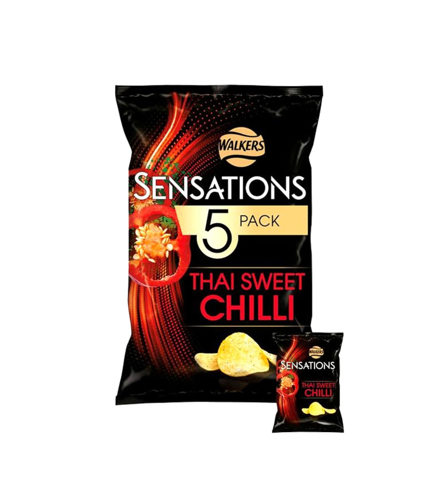 Chips Crisps Bags Collections - Deliciously light & Crispy Chips Bags (Thai Sweet Chilli Potato Crisp(5 x 25g) 2 Packs)