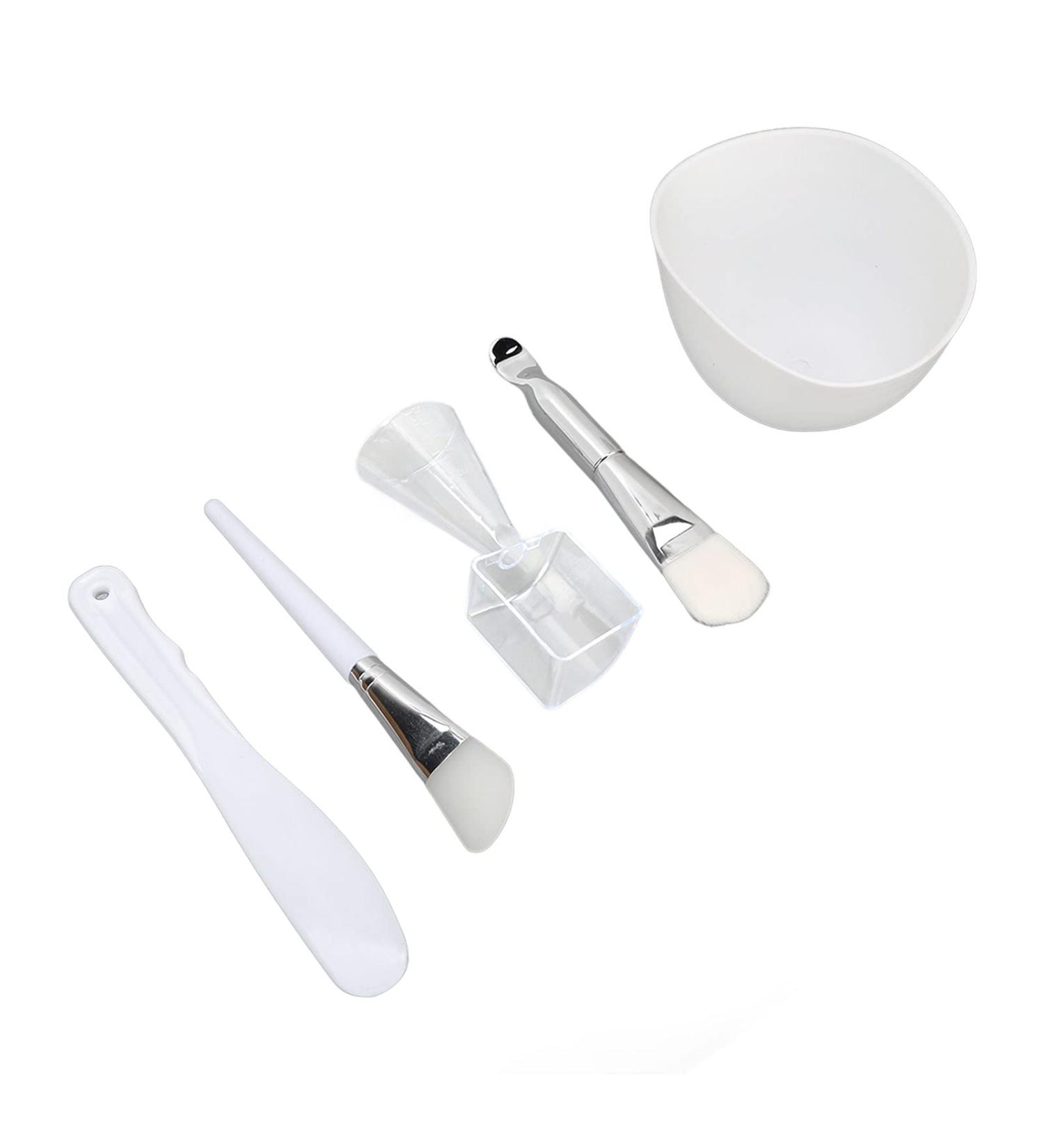 Facial Mask Mixing Bowl Set with Silicone Brush Soft Texture Measuring Cup Convenient and Practical 5 in 1 DIY Facemask Mixing Tool Kit - Buy Online on GoSupps.com