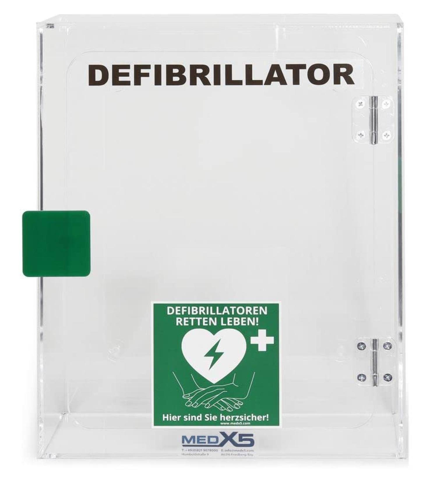 MedX5 Defibrillator Acrylic Glass Wall Box - Indoor Use with Defi Location Sign & Alarm | Secure Your Space - Buy Online on GoSupps.com