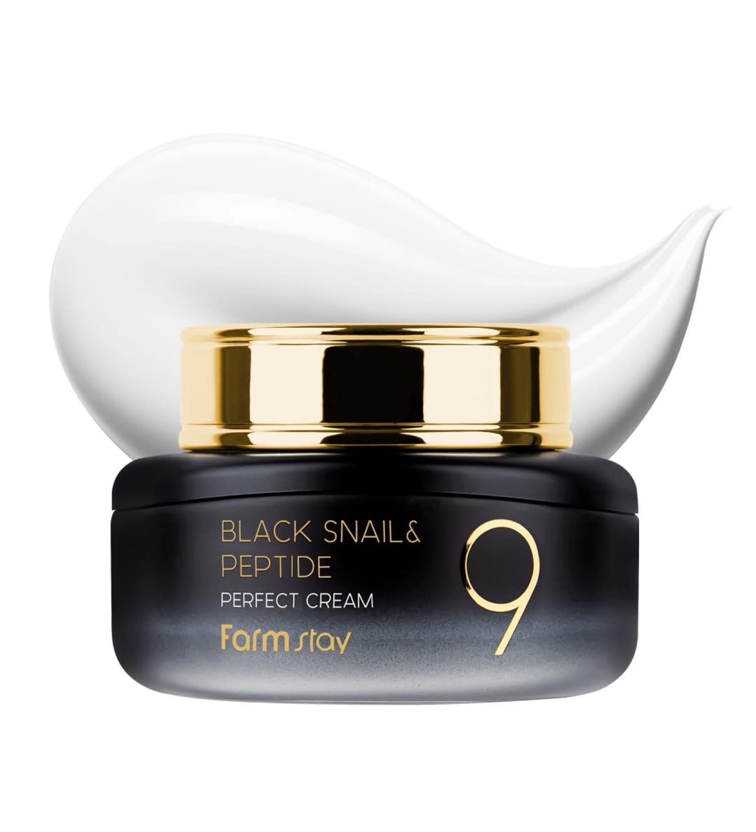FARMSTAY Black Snail & Peptide 9 Perfect Cream Snail Mucin Moisturizer for Elastic & Glow Skin Hydrating & Nourishing Anti-aging Skin Barrier Repair gift for Women Korean Skin Care 1.85 Fl. Oz - Buy Online on GoSupps.com