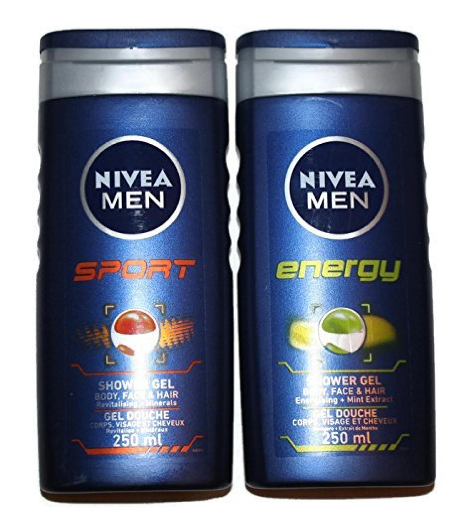 NIVEA Nivea Sport & Energy Shower Gel for Men 250ml (2 x 250ml)