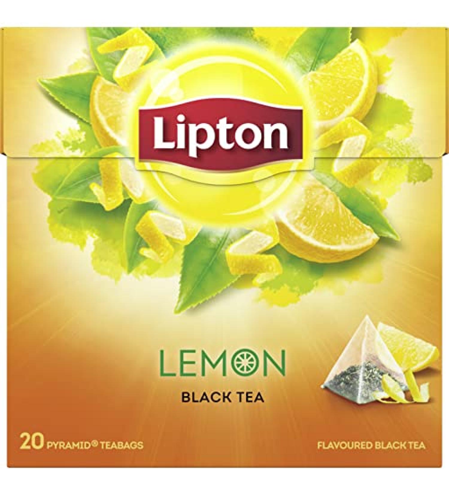 Lipton Black Tea - Lemon - Premium Pyramid Tea Bags (20 Count Box) PACK OF 3 by Lipton