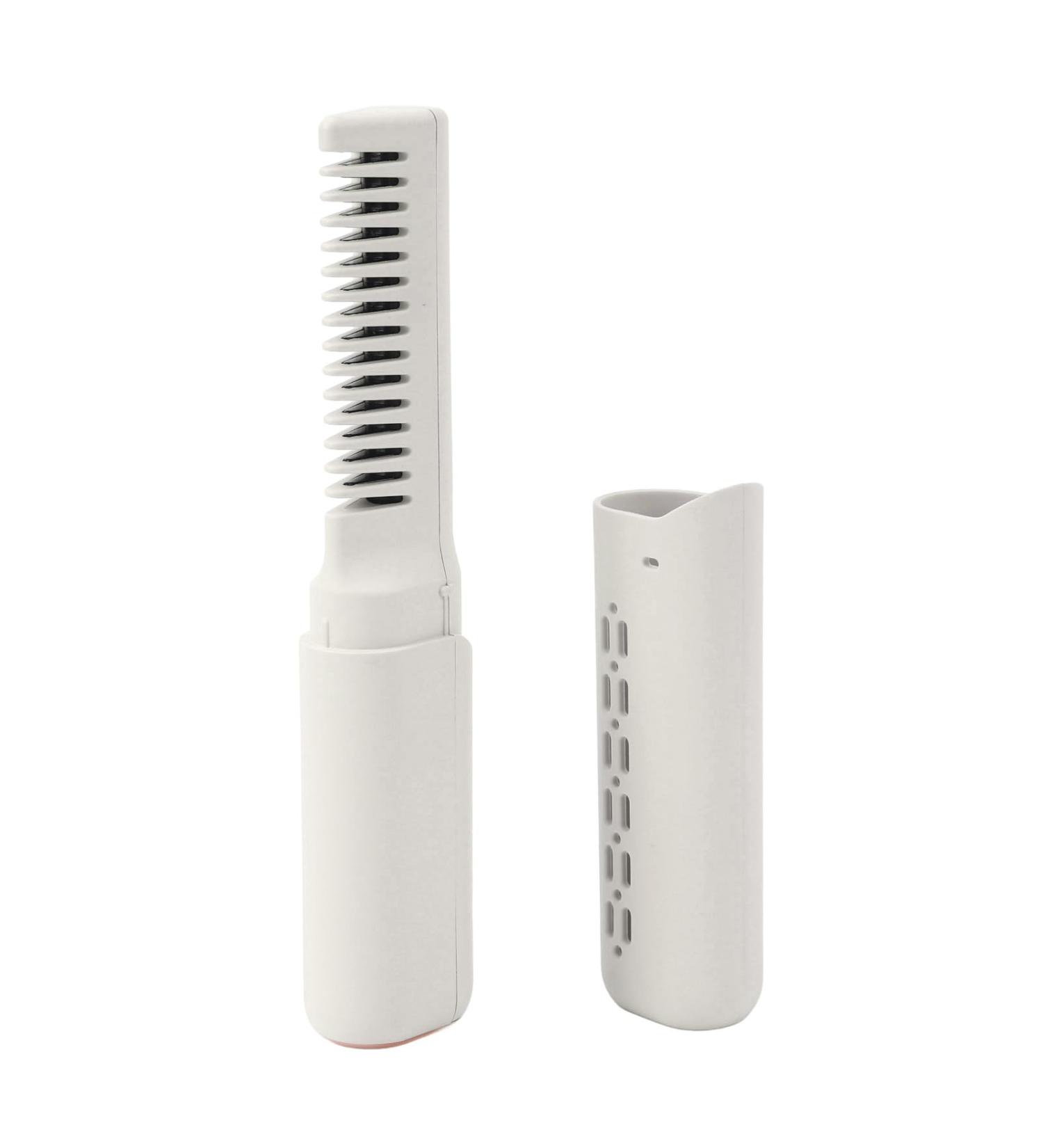 Buy VGEBY 2 in 1 Portable Straightening Brush - Cordless Mini Hair Straightener with 3 Adjustable Temperatures & Anti-Scald Design - Perfect for All Hair Types - Khaki - Buy Online on GoSupps.com