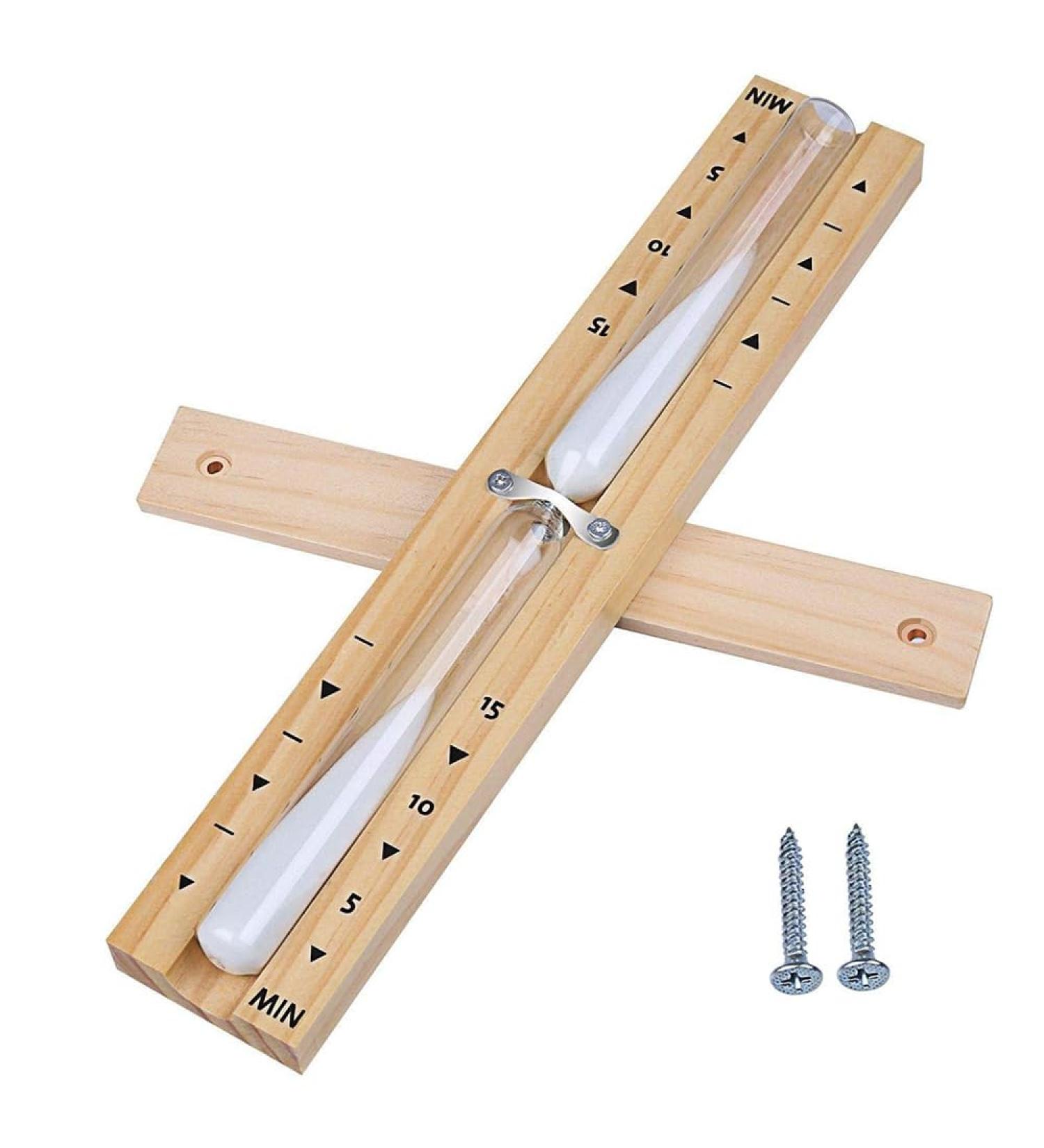 Sauna Hourglass Timer - 15 Minute Heat-Resistant White Wooden Sauna Watch & Wall Mount Accessories - Buy Online on GoSupps.com