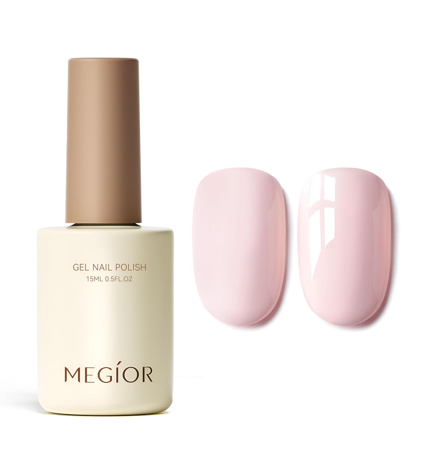 MEGIOR Pink Gel Nail Polish 15ml Barely Pink Gel Polish High Gloss Soak Off UV LED Nail Gel Polish for Nail Art Manicure Salon DIY Home Gift for Girls - Buy Online on GoSupps.com