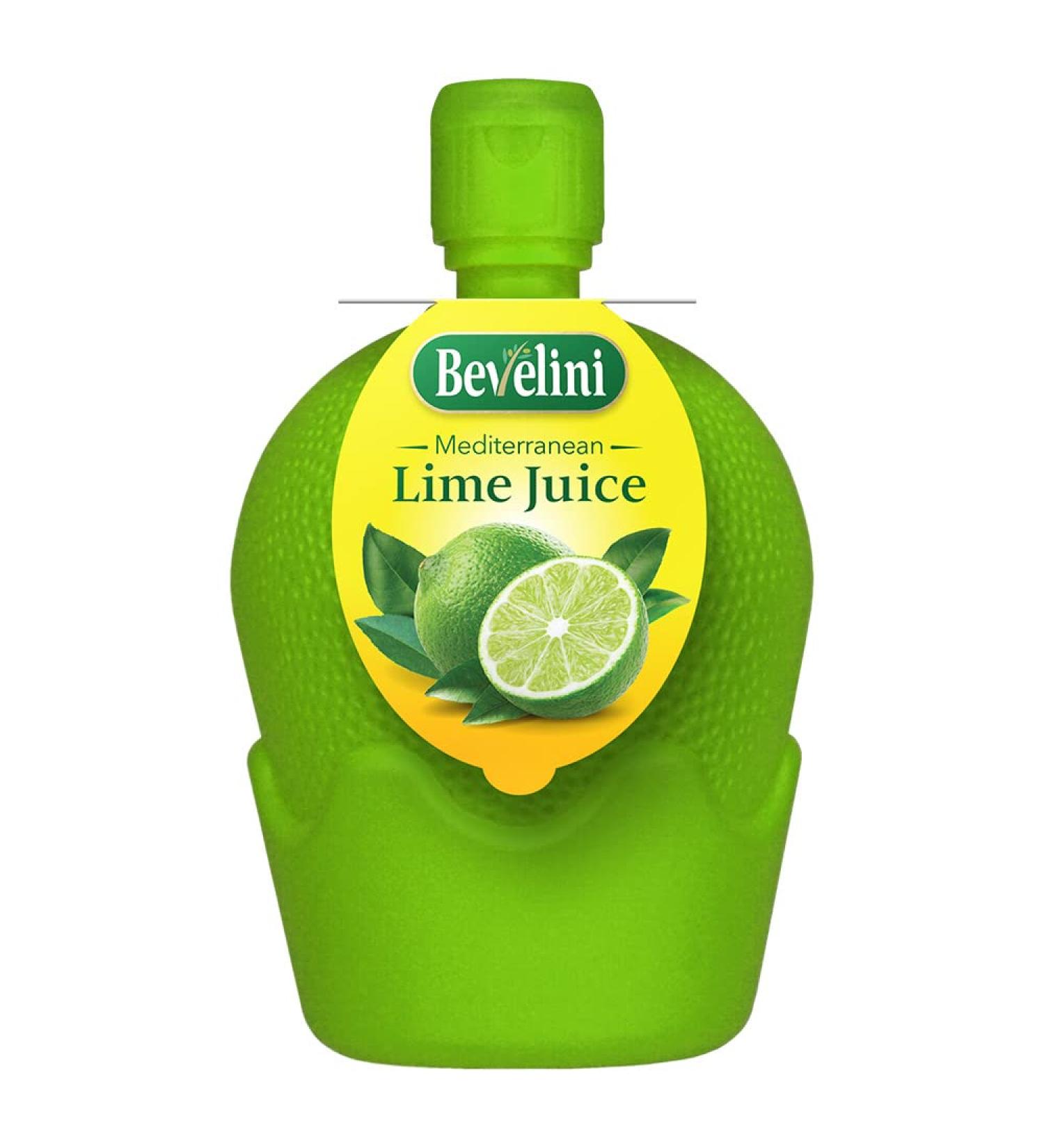 Bevelini Mediterranean 100% Pure Lime Juice Squeezy Bottle 200ml (Pack of 12). Cute Bottle. Perfect for Tacos Drinks Sauces Salad Dressings