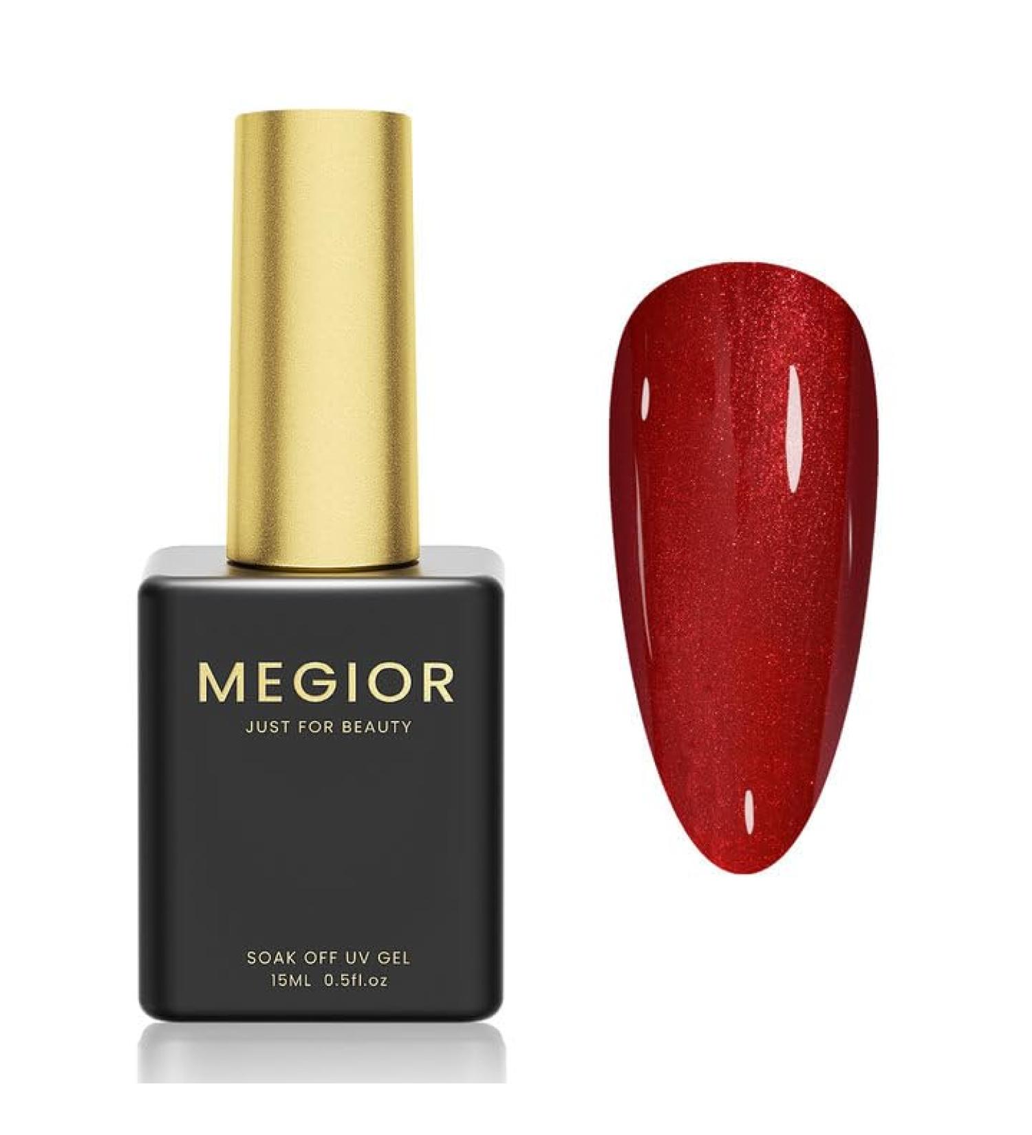 MEGIOR Glitter Red Gel Nail Polish 15ml Shimmer Burgundy Gel Polish 1PC Soak Off UV LED Nail Gel Polish for Nail Art Manicure Salon DIY Home for Women Girls Nails Gift Red Glitter - Buy Online on GoSupps.com