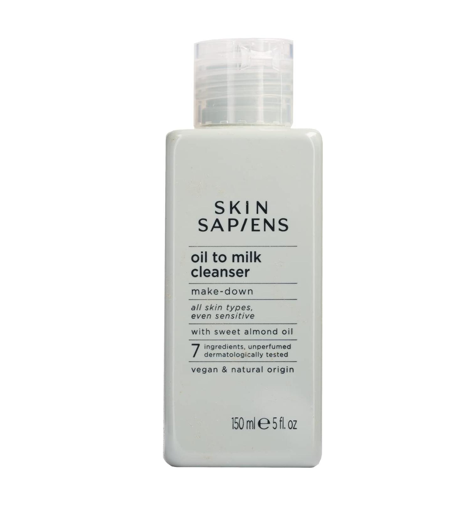 SKIN SAPIENS Make Down Oil To Milk Facial Cleanser with Sweet Almond Oil Gently Removes Eye & Face Makeup Natural Vegan and Cruelty Free Face Care For all Skin Types 150 ml. - Buy Online on GoSupps.com