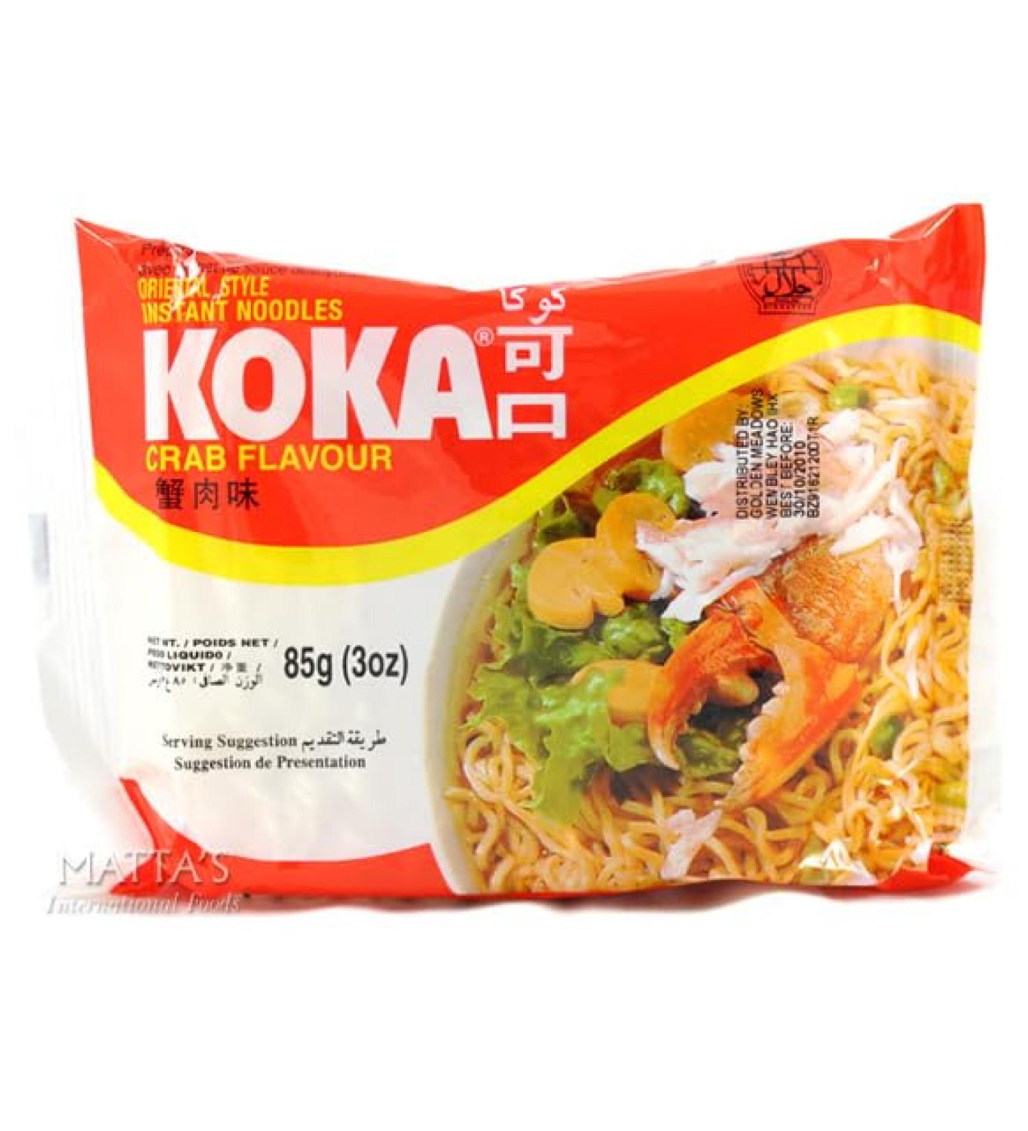 Koka Oriental Style Instant Noodles | Crab Flavour | Snack or Meal Accompaniment | Ready in 2 Minutes | 85g (Pack of 30) - Buy Online on GoSupps.com