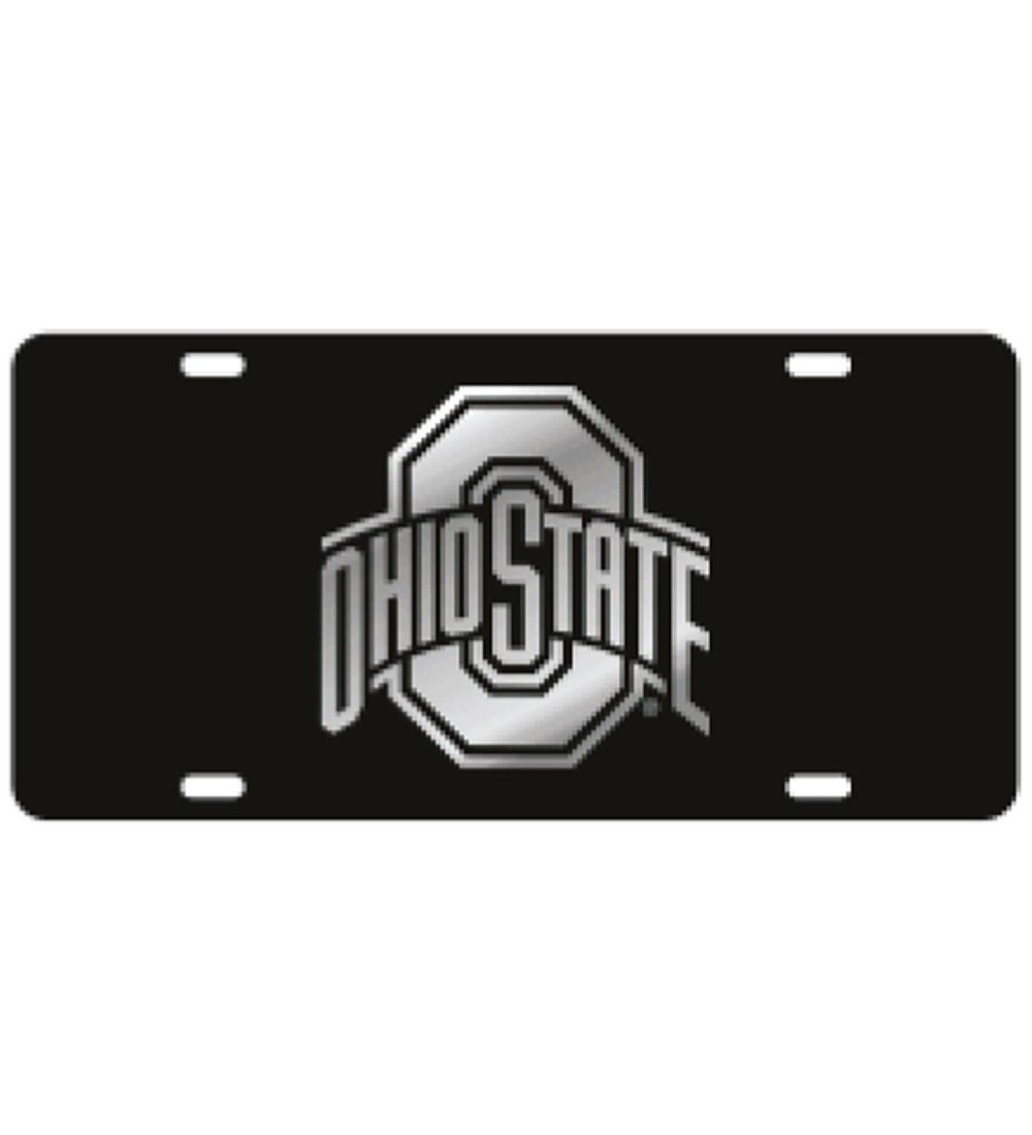 Craftique Ohio State Black Laser Cut License Plate - Mirror Logo