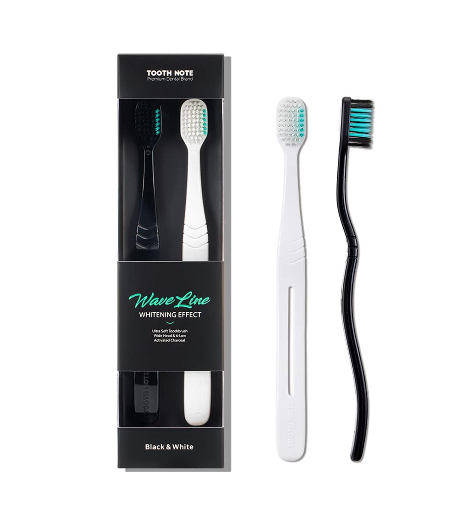 Shop Manual Toothbrush Wave Line Set | Charcoal & White | Soft Bristles for Sensitive Gums | Deep Clean & Plaque Removal - Buy Online on GoSupps.com
